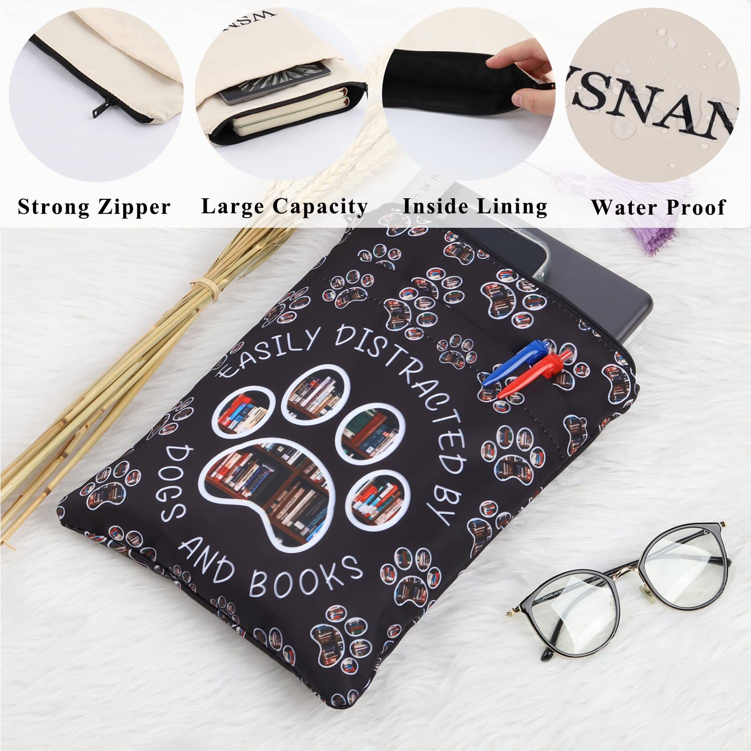 Book Sleeve for Dog & Book Lovers - Book Protector Gift for Readers & Pet Lovers - Perfect for Reading & Travel
