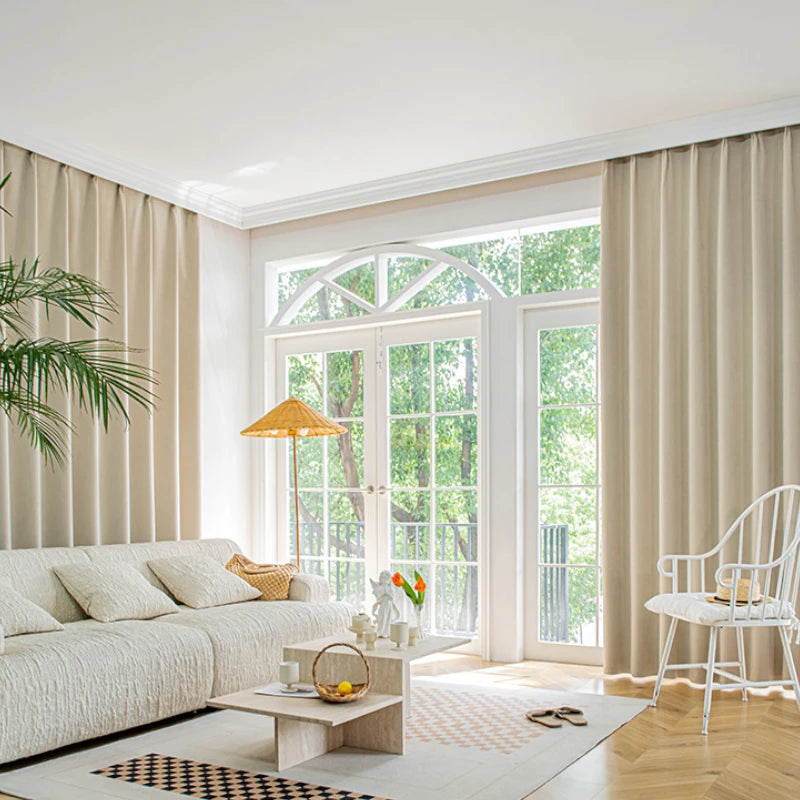 Juliet Chenille Minimalist Jacquard Blackout Custom Curtains for Living Room & Bedroom - Thermal Insulated Light Blocking Drapes for Home Decor
