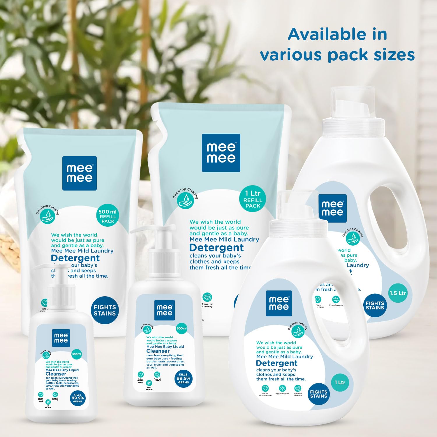 Mee Mee Baby Liquid Laundry Detergent 1L - Hypoallergenic, Ph Balanced & Chemical-Free | Gentle on Baby Skin & Mom's Hands | Antibacterial Stain & Odor Remover | Perfect for Newborn Clothes, Blankets & Sensitive Skin Care