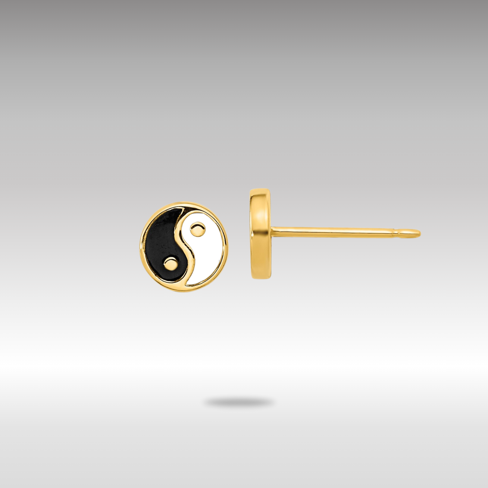 Gold Black & White Enamel Yin Yang Stud Earrings - YE2073 - Perfect for Meditation, Yoga & Spiritual Jewelry Gifts