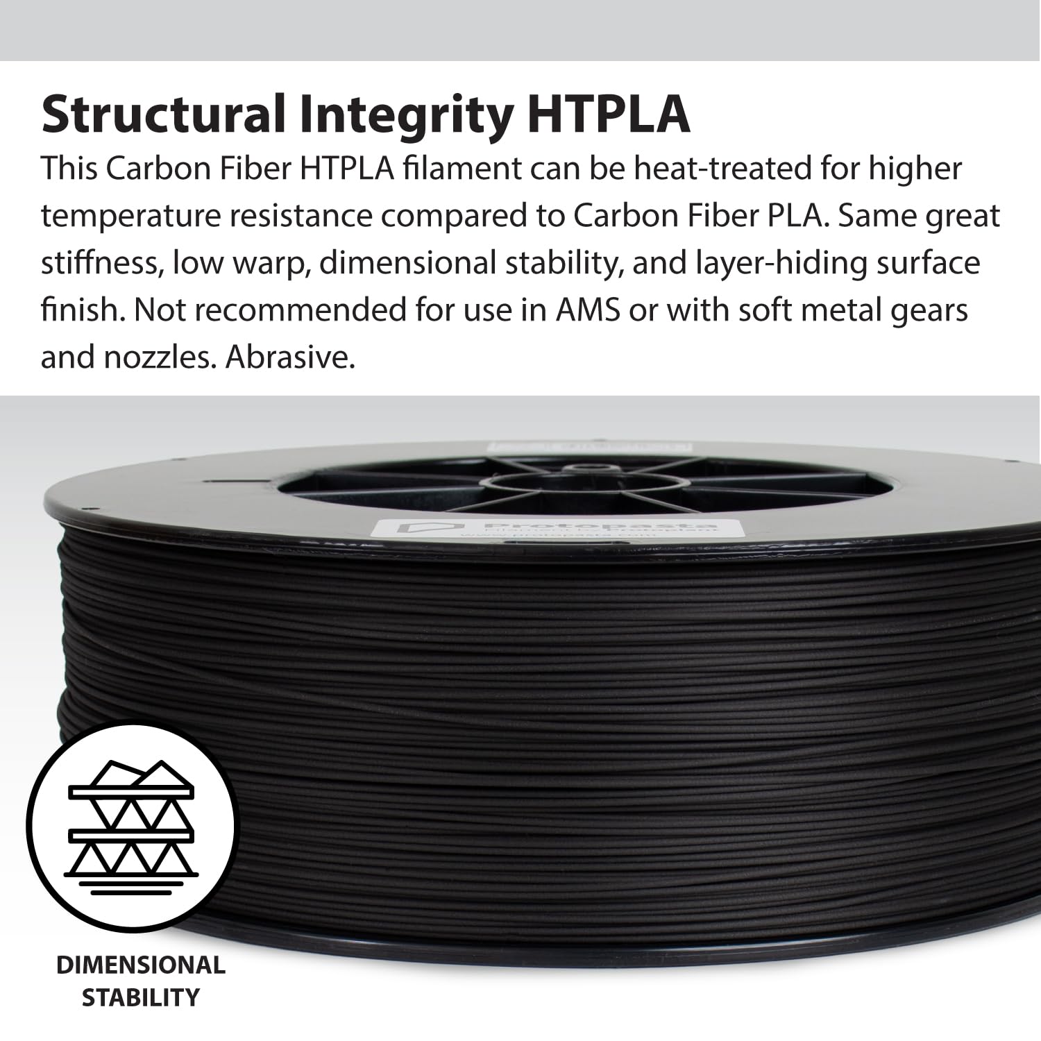 Protopasta 3D Printer Filament - 1.75mm Black Carbon Fiber HT PLA Filament (3kg Spool) for High-Temperature 3D Printing Projects, Cosplay Props & Functional Prototypes