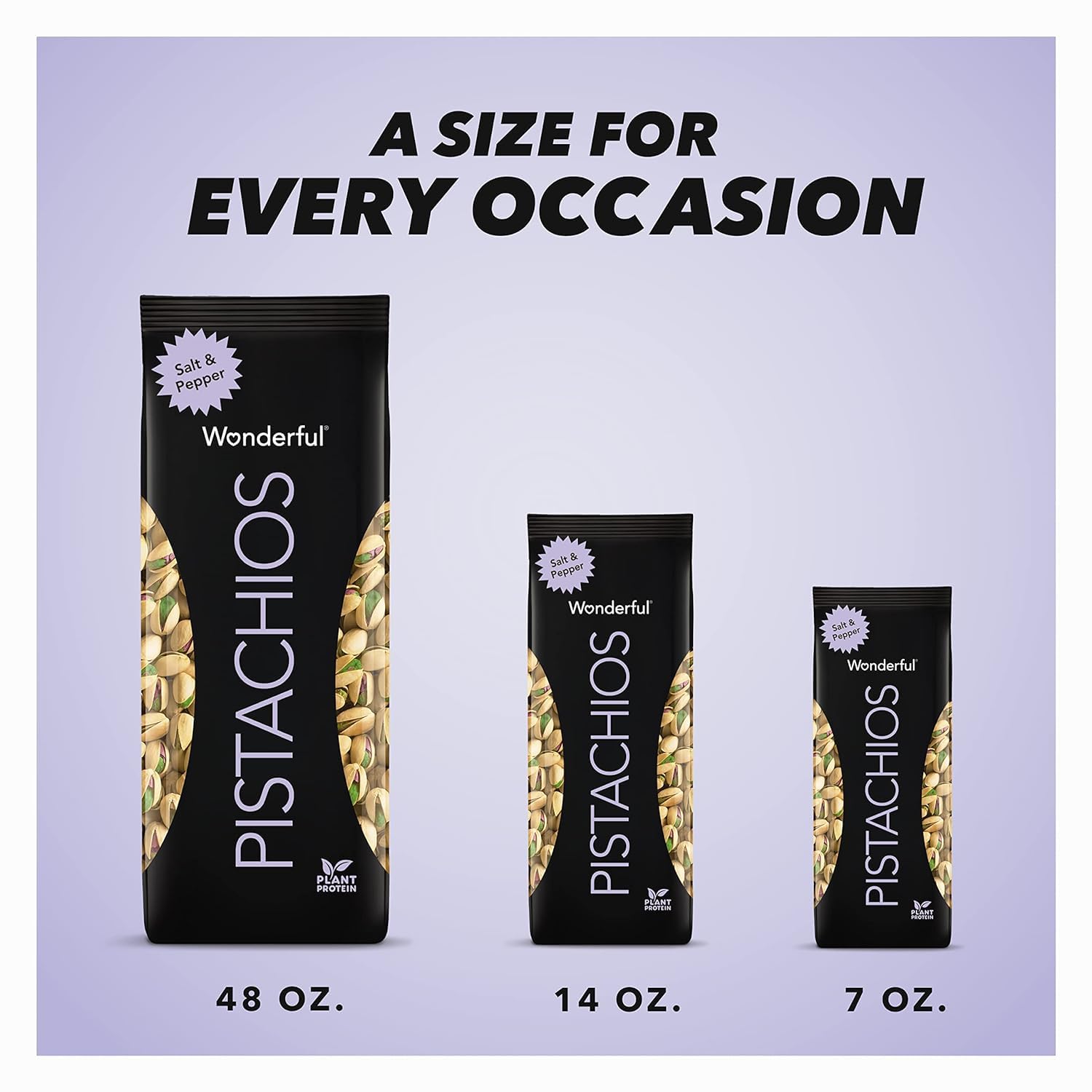 Wonderful Pistachios In Shell - Salt & Pepper Flavored Nuts, 14oz Bag | High Protein Snack, Gluten Free, Healthy Snacks for Work, Travel & Parties