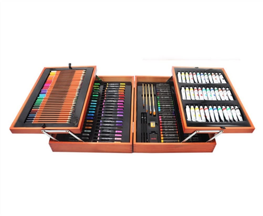 174-Piece Deluxe Art Set with 2 Drawing Pads in Portable Wooden Case - Professional Drawing Kit for Teens, Adults & Beginner Artists | Perfect for Sketching, Painting, Classroom & Home Studio Art Projects
