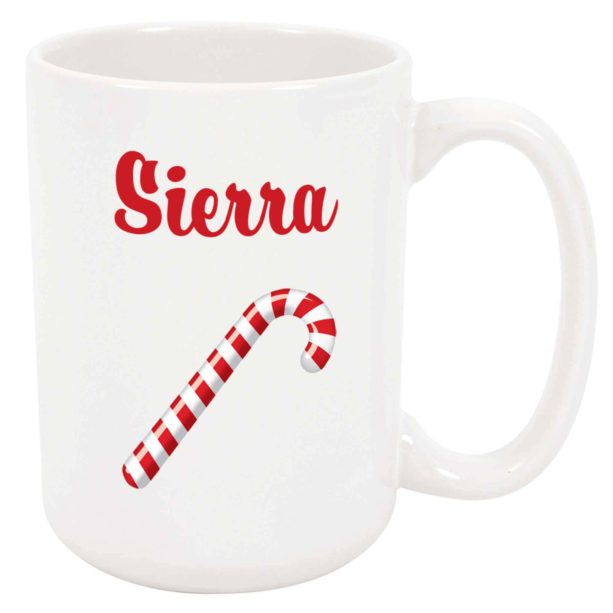 Festive Sierra Candy Cane Christmas Coffee Mug - 12oz Holiday Ceramic Cup with Handle for Hot Cocoa, Tea & Coffee - Perfect for Xmas Gifts, Office Use & Cozy Winter Mornings