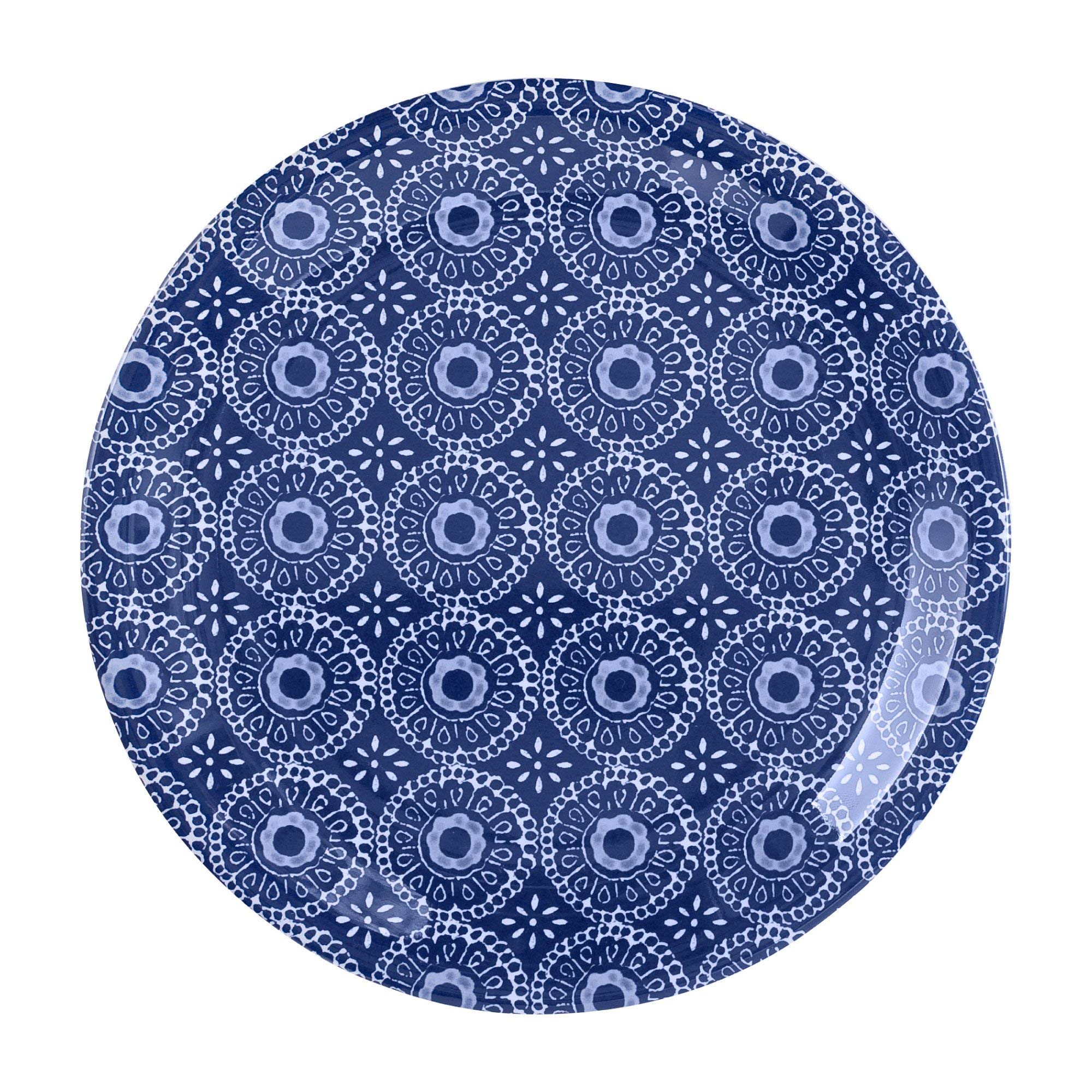 UPware Indigo Melamine Round Dessert Plates - 6.75 Inch Small Serving Plates Set of 4, Blue - Perfect for Appetizers, Snacks, Side Dishes, Picnics, Parties & Outdoor Dining