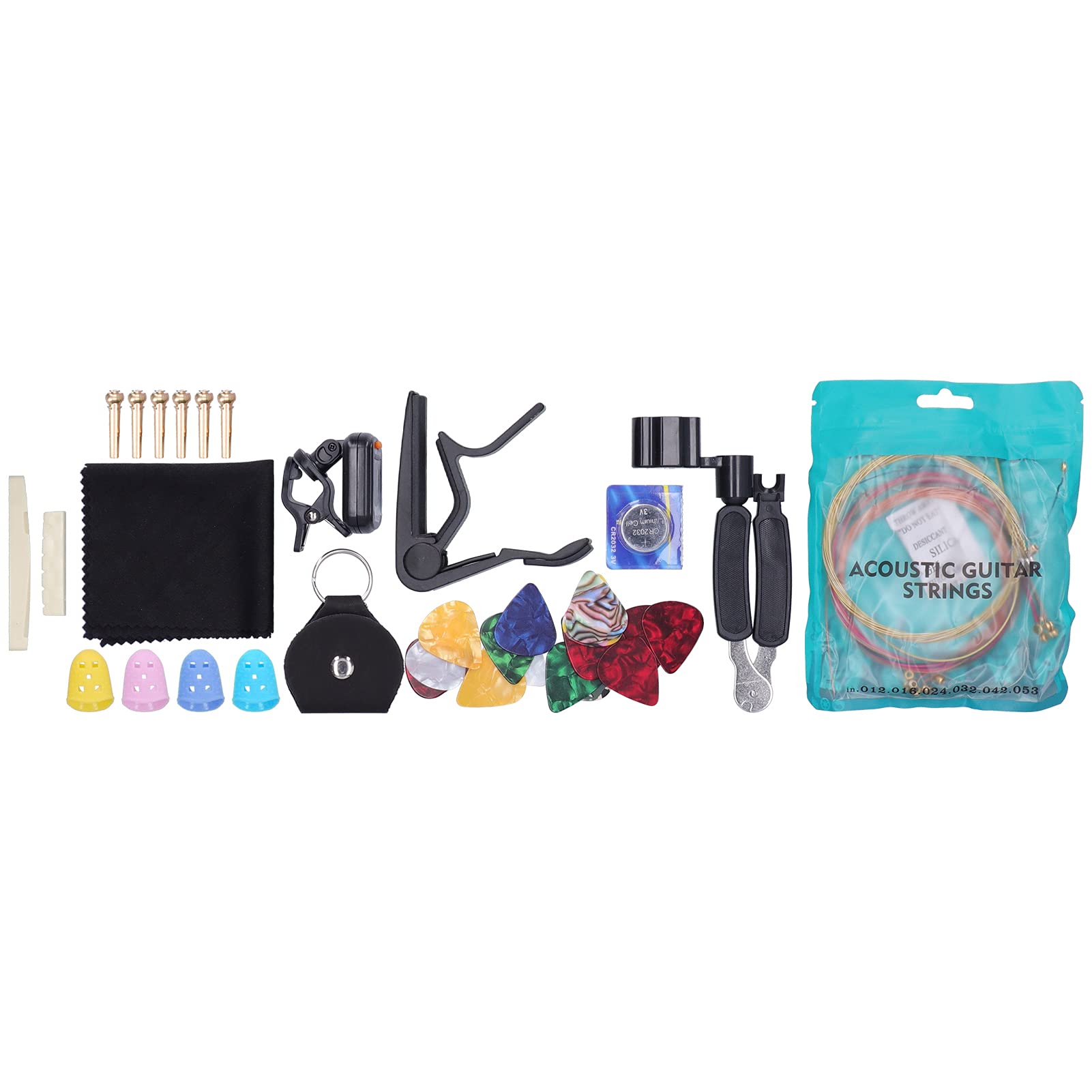 50Pcs Guitar Accessories Kit with Strings, Picks, Pure Copper Solid String Cone, Capo, Finger Cots & 3-in-1 String Changer - Complete Guitar Maintenance & Repair Tool Set for Restringing, Tuning & Playing - Perfect for Beginners & Professional Musicians