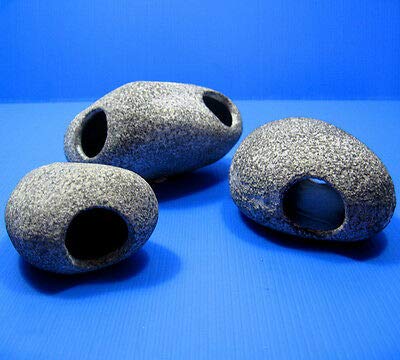 CORISRX 3Pcs Ceramic Aquarium Rock Cave Decor - Small/Medium/Large Fish Tank Hideout for Freshwater & Saltwater - Natural Stone Ornament for Betta, Shrimp, Cichlids - Terrarium & Aquascape Habitat Accessories - Perfect for Fish Breeding, Hiding & Tank Landscaping