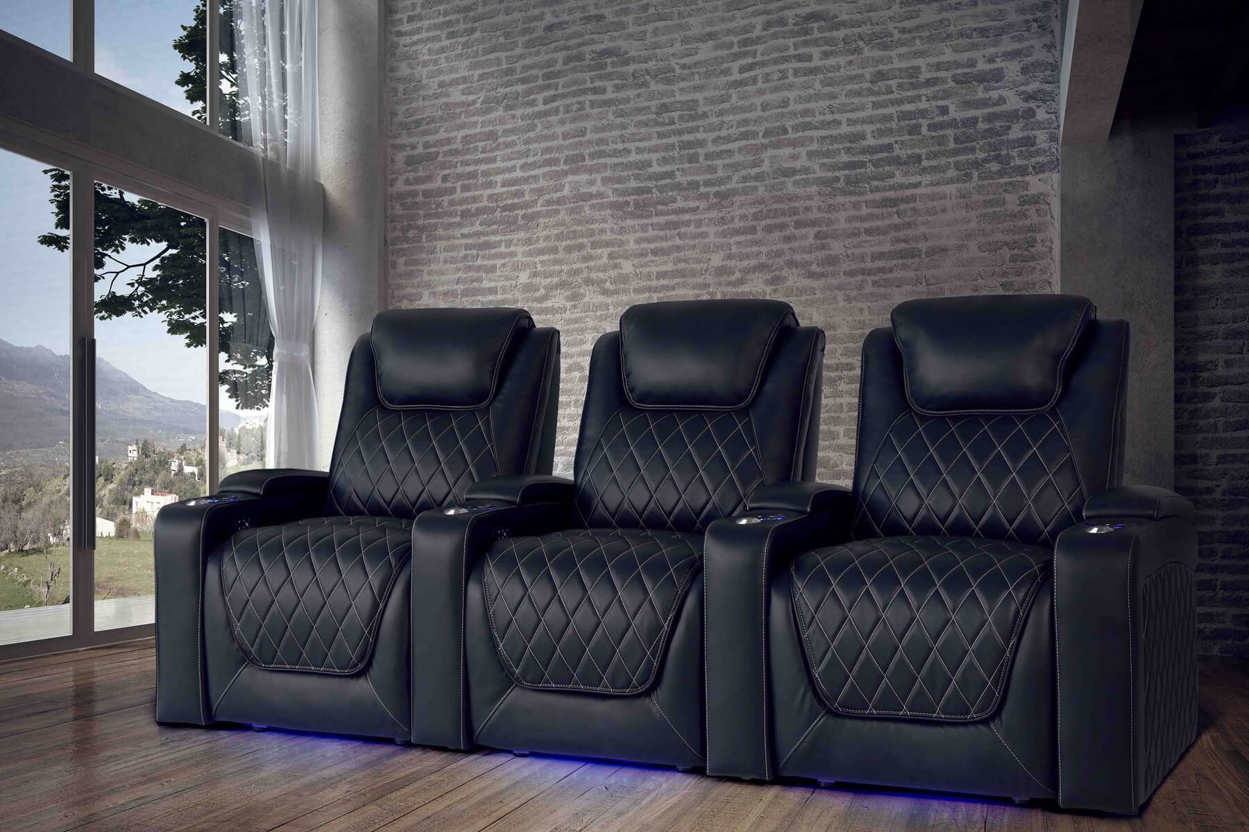 Valencia Oslo Single Home Theater Seating - Recliner Chair with Cup Holder for Movie Nights & Gaming - Comfortable Leather Cinema Seat for Living Room & Home Theater