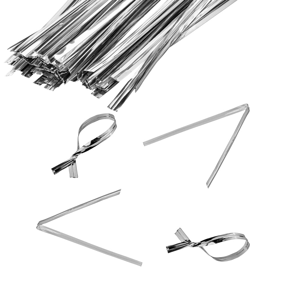 Premium Silver Metallic Twist Ties for Bags - 500 Count Box | Secure & Reusable Food Storage, Gift Wrapping & Organizing Closures