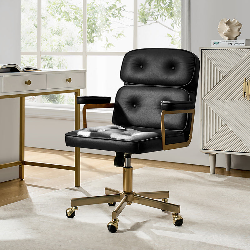 Denise Upholstered Swivel Office Chair - Ergonomic Executive Desk Chair with Adjustable Height & Lumbar Support - Perfect for Home Office, Gaming & Conference Rooms