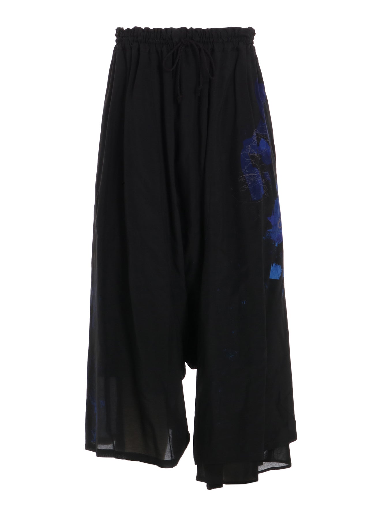 CU/LAWN FLOWER SKETCH LEFT DOUBLE GATHERED PANTS - Women's High Waisted Floral Print Wide Leg Trousers for Summer Casual Wear, Office Outfits and Beach Vacations