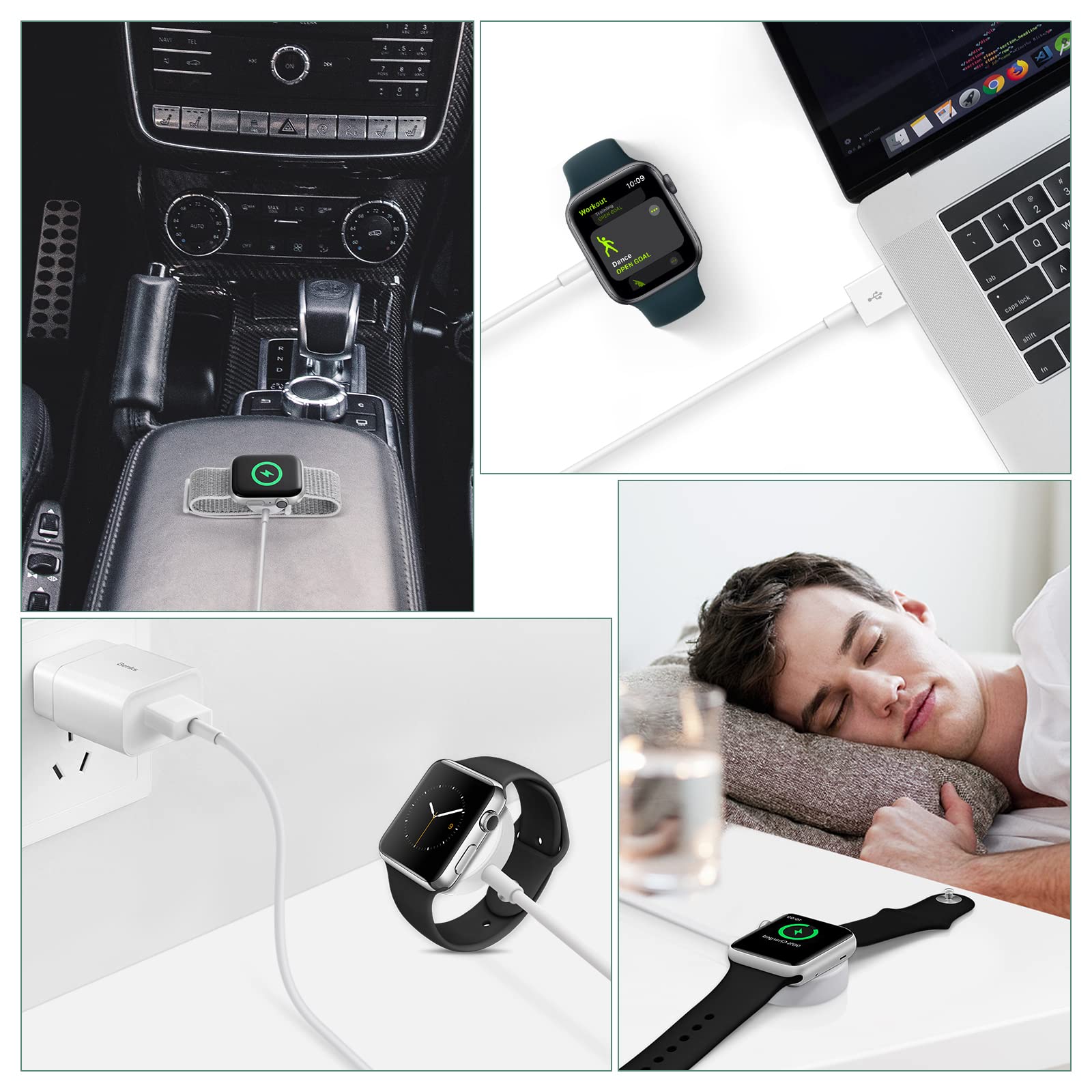 DDUAN Upgraded 6.6ft Wireless Watch Charger - Fast Magnetic Charging Cable for Apple Watch Series 9/8/7/6/SE/Ultra, Samsung Galaxy Watch 5/4/3 - Perfect for Travel, Office & Nightstand Charging