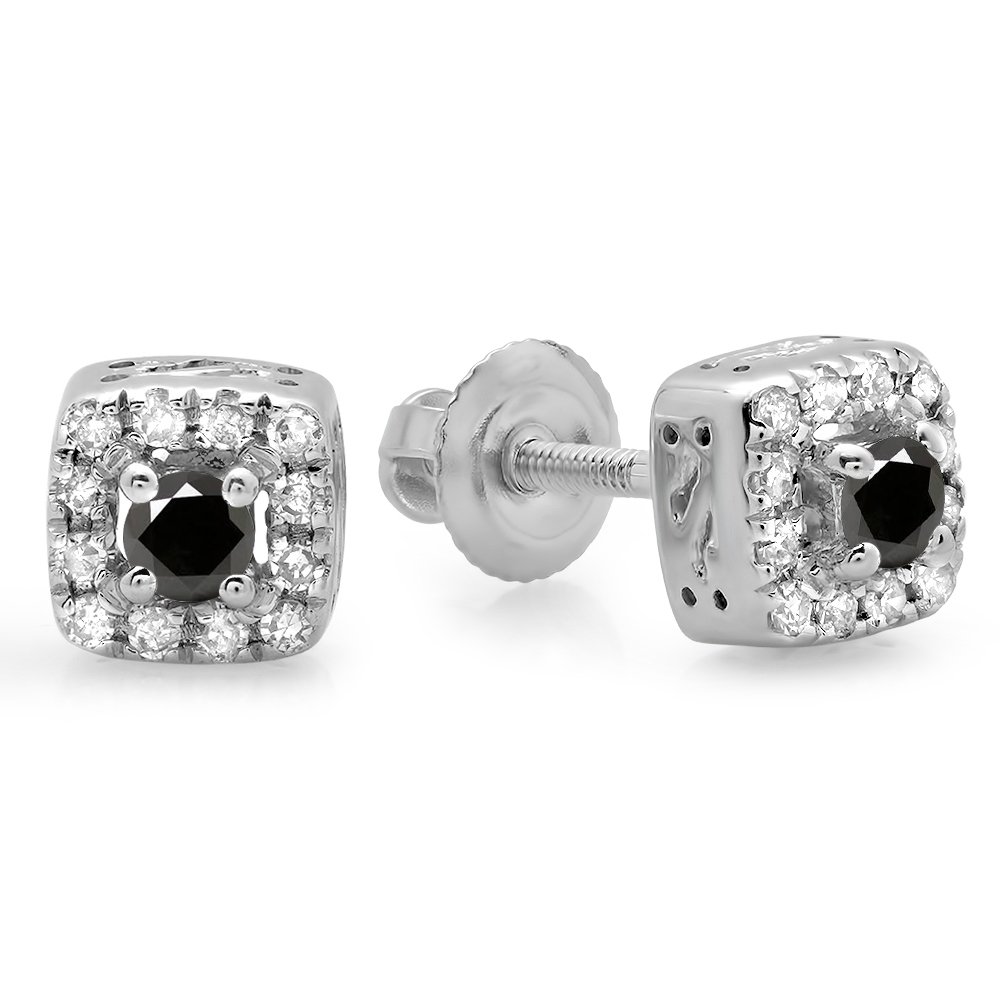 Dazzlingrock 10K Solid White Gold Square Frame Halo Stud Earrings for Women - Elegant Everyday Jewelry, Perfect for Work, Date Night & Special Occasions