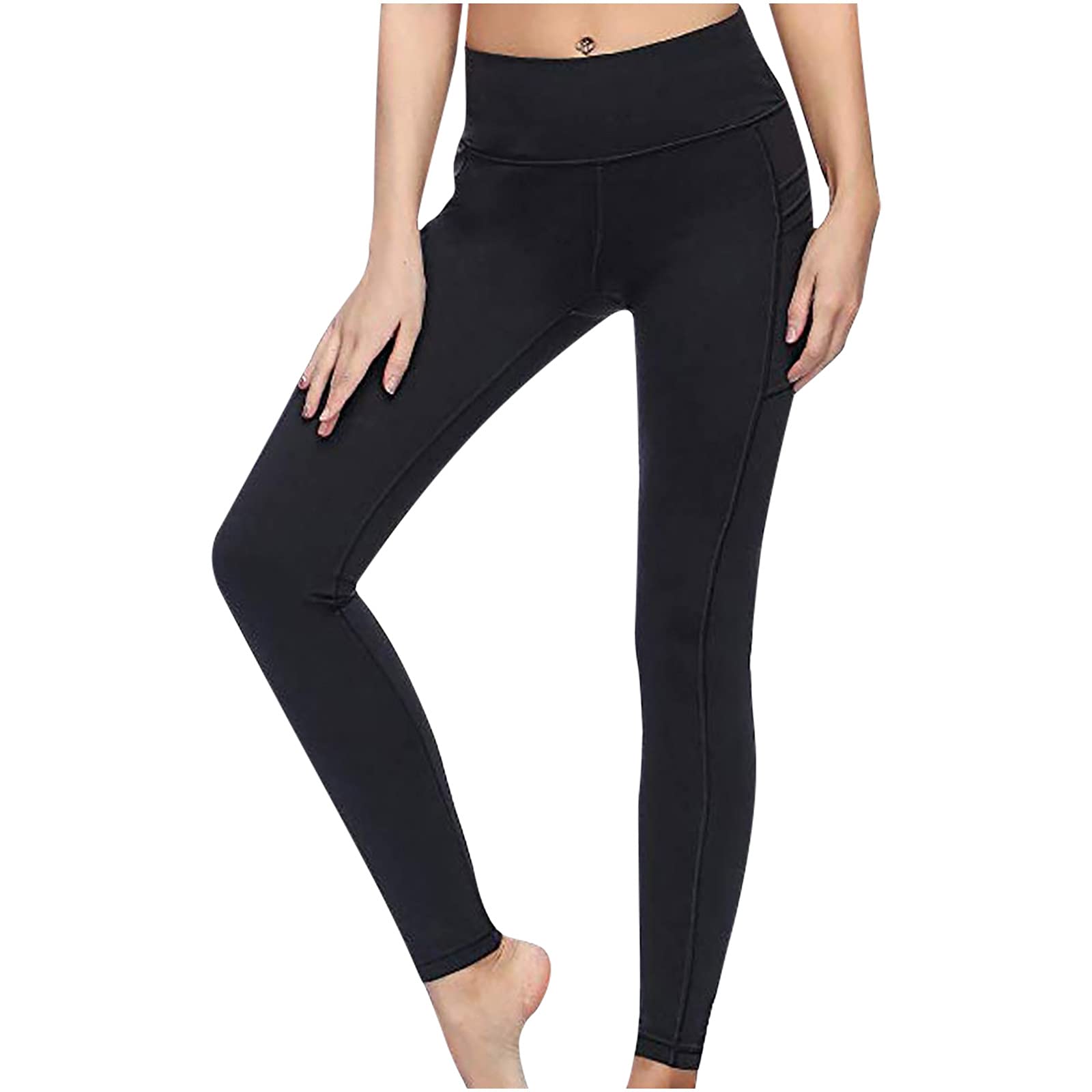 Homlpope Women's High-Waisted Workout Leggings with Pockets - Breathable Yoga Pants for Running, Gym & Everyday Wear - Summer & Fall Activewear