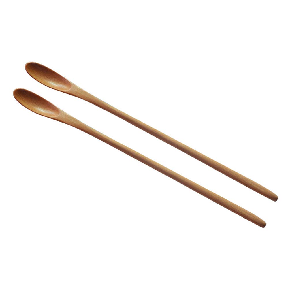UPKOCH 2-Piece Long Handle Wooden Spoon Set - Japanese Style Cooking Utensils for Mixing, Stirring & Serving - Natural Wood Soup Spoon for Kitchen, Dining & Camping (Random Colors)