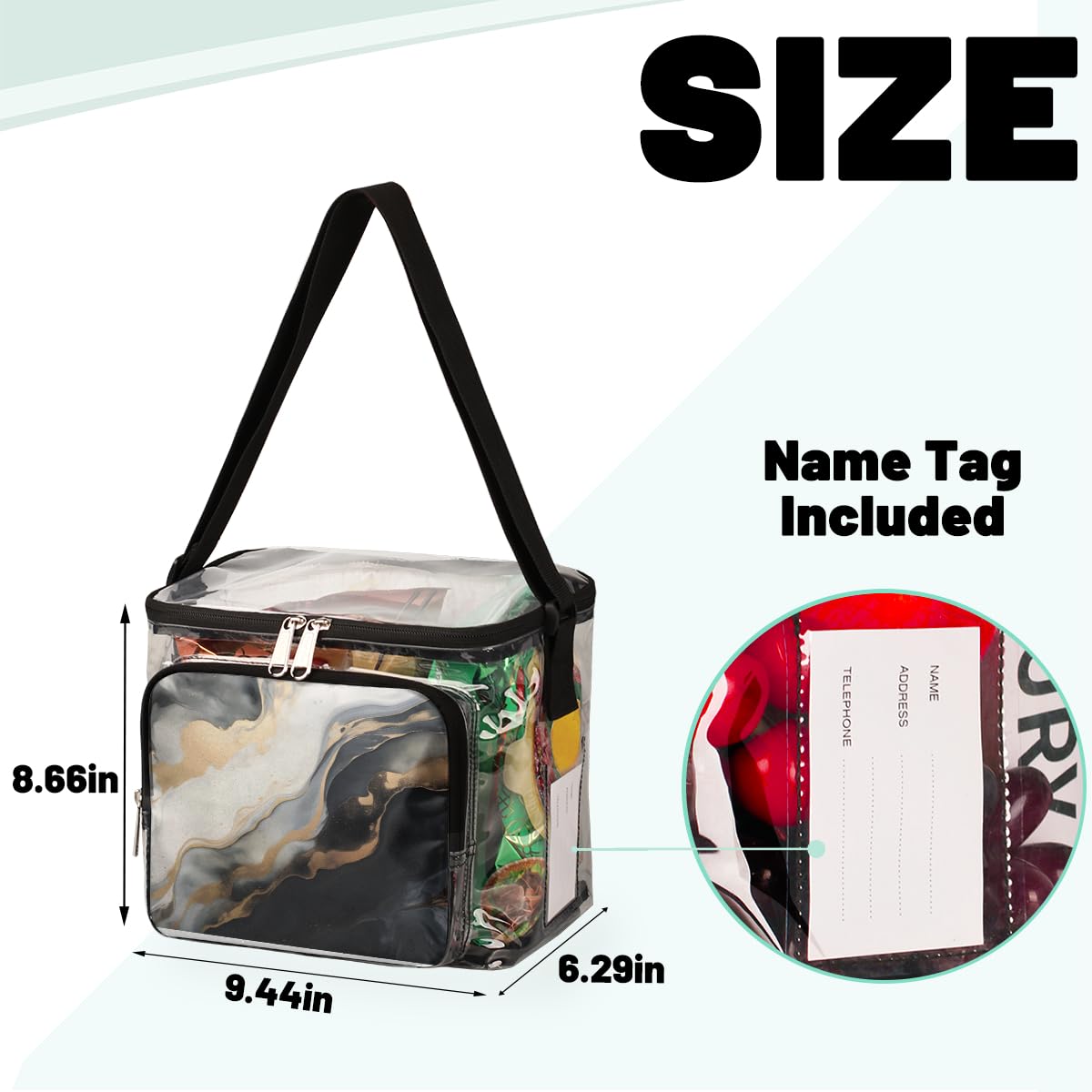 GzLeyigou Liquid Marbling Clear Tote Bag with Handles - Abstract Ink Paint Transparent Crossbody Shoulder Bag for Women - Perfect for Outdoor Travel, Picnic, Concerts & Sports Events (Stadium Approved) - Great for Beach, Shopping & Festival Essentials