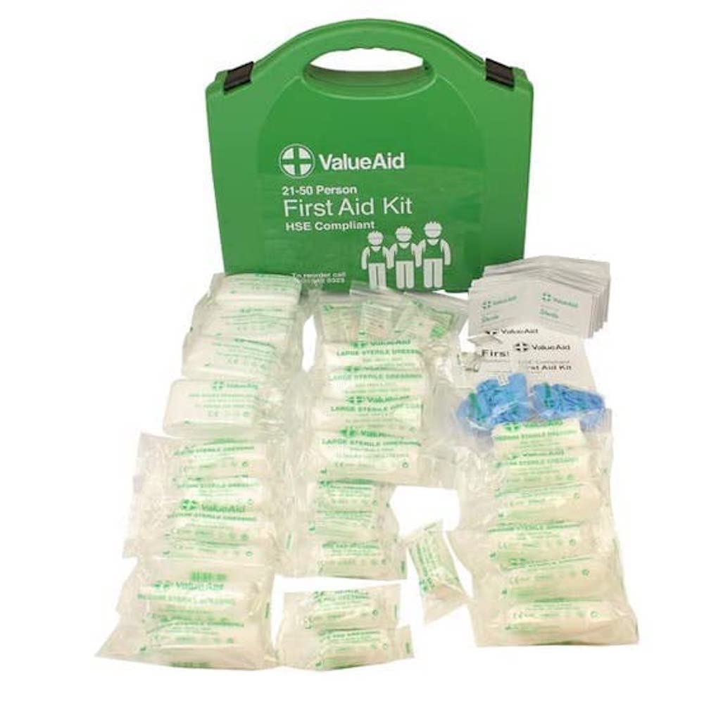HSE Compliant Workplace First Aid Kit for 50 People - OSHA Approved Emergency Medical Supplies for Offices, Factories & Construction Sites