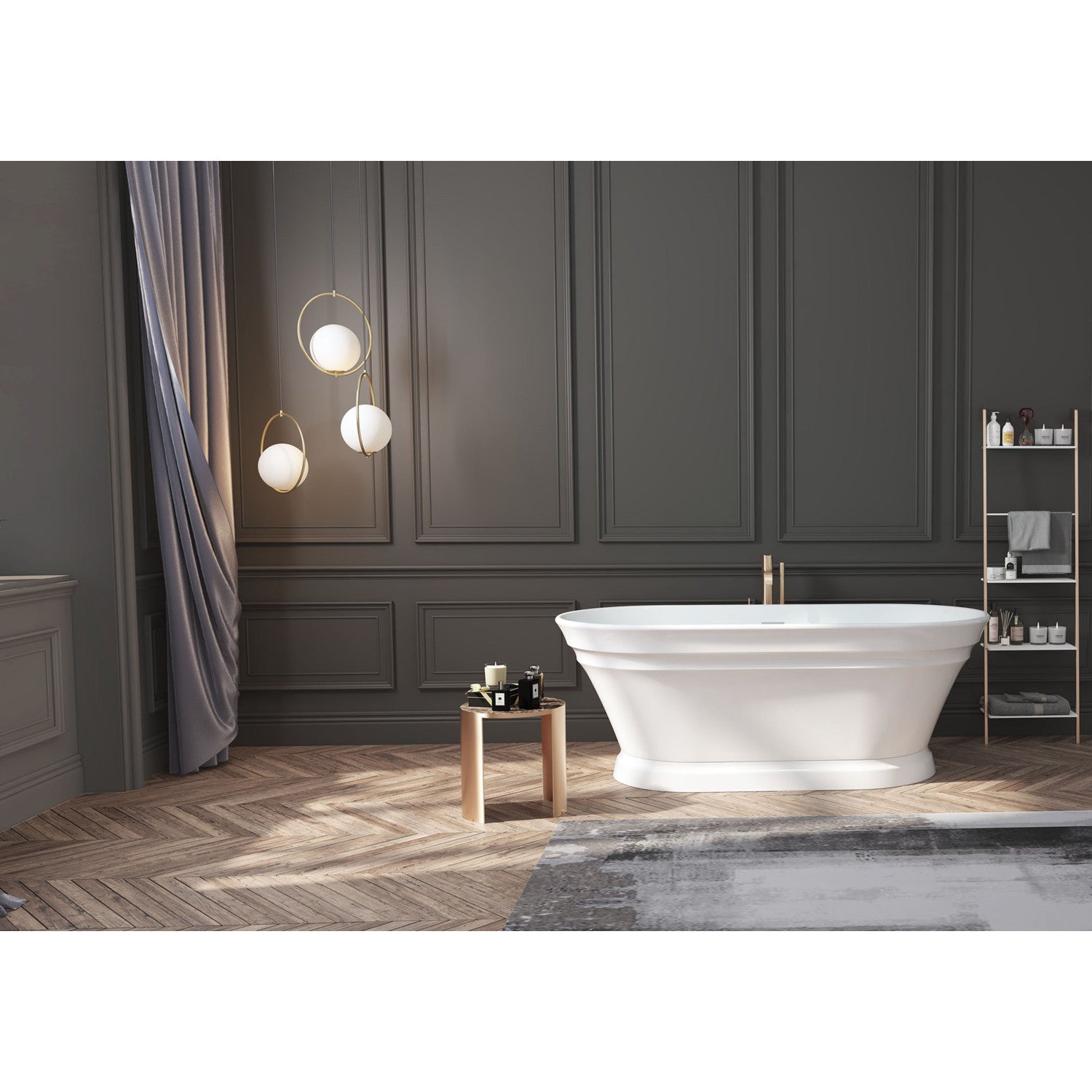 Aqua Eden 67-Inch Acrylic Oval Double-Ended Freestanding Bathtub - Glossy White Pedestal Soaking Tub with Drain (No Faucet Holes) | Luxury Bathroom Centerpiece for Spa-Like Relaxation
