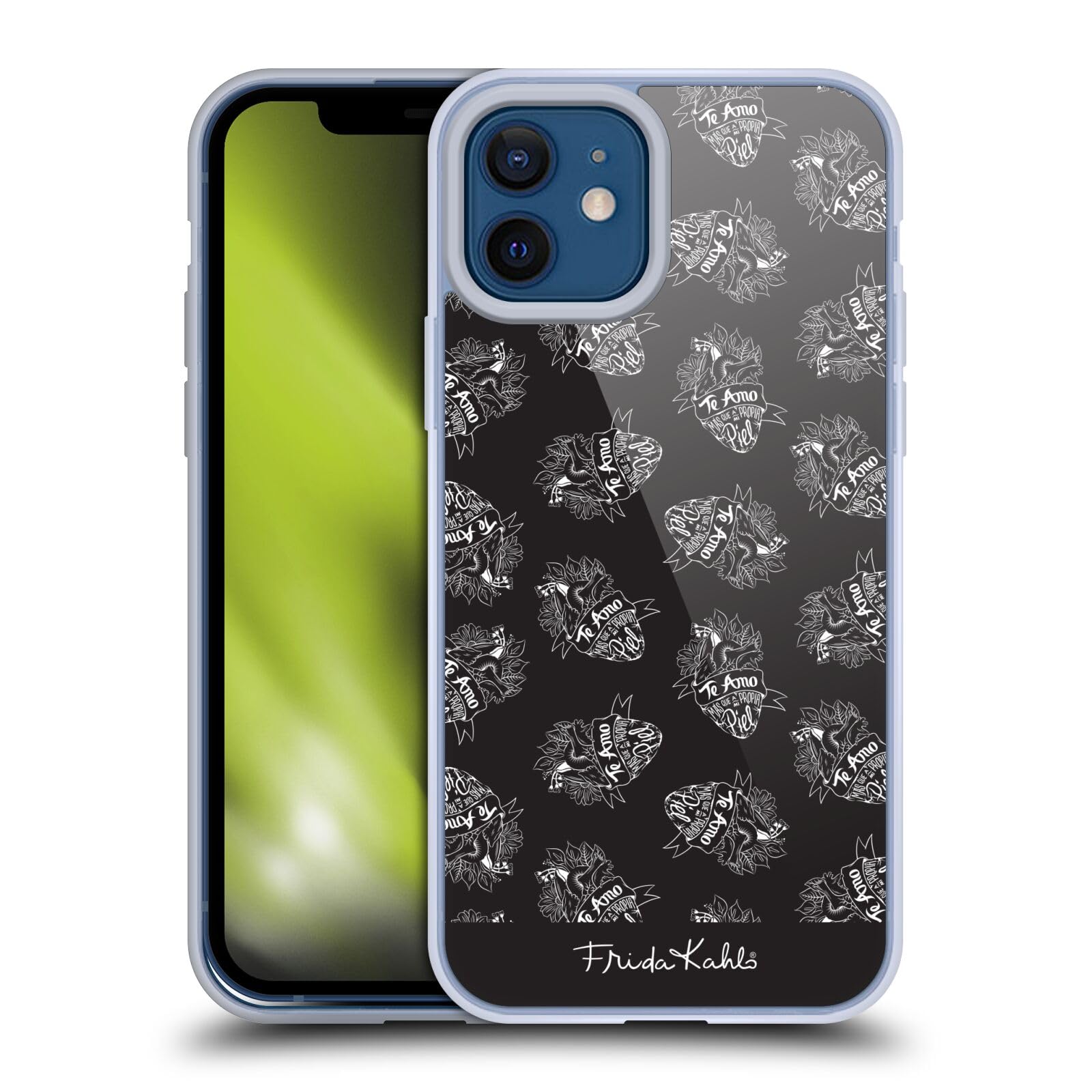 Frida Kahlo Black Heart Typography Soft Gel Case for iPhone 12/12 Pro | Officially Licensed by Head Case Designs | Perfect for Art Lovers & Everyday Protection
