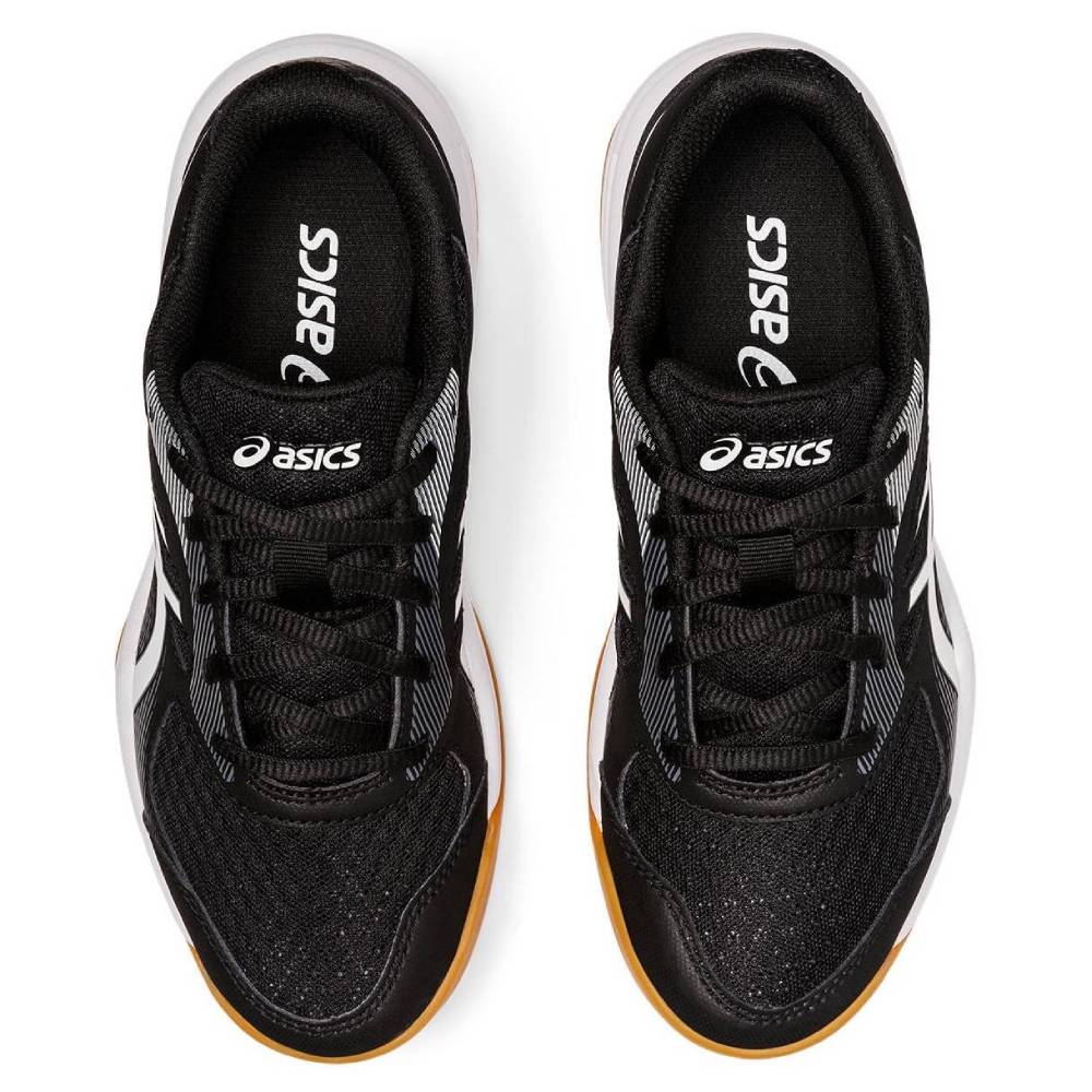 ASICS Upcourt 5 GS Junior Indoor Court Shoes for Girls - Black/White - Lightweight Tennis Shoes for Kids with Non-Marking Soles - Perfect for Indoor Volleyball, Badminton & Court Sports
