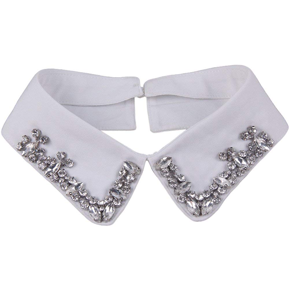 Elegant Women's Shiny Rhinestone Detachable Shirt Collar - Vintage Style Fashion Accessory for Blouse, Dress & Office Wear