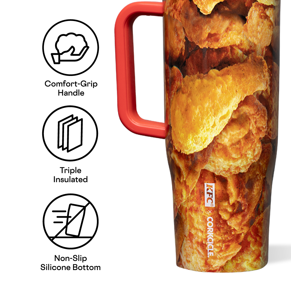 KFC x Corkcicle Cruiser 16oz Stainless Steel Tumbler with Straw - Insulated Travel Mug for Hot & Cold Drinks - Perfect for Commuting, Camping, and Office Use