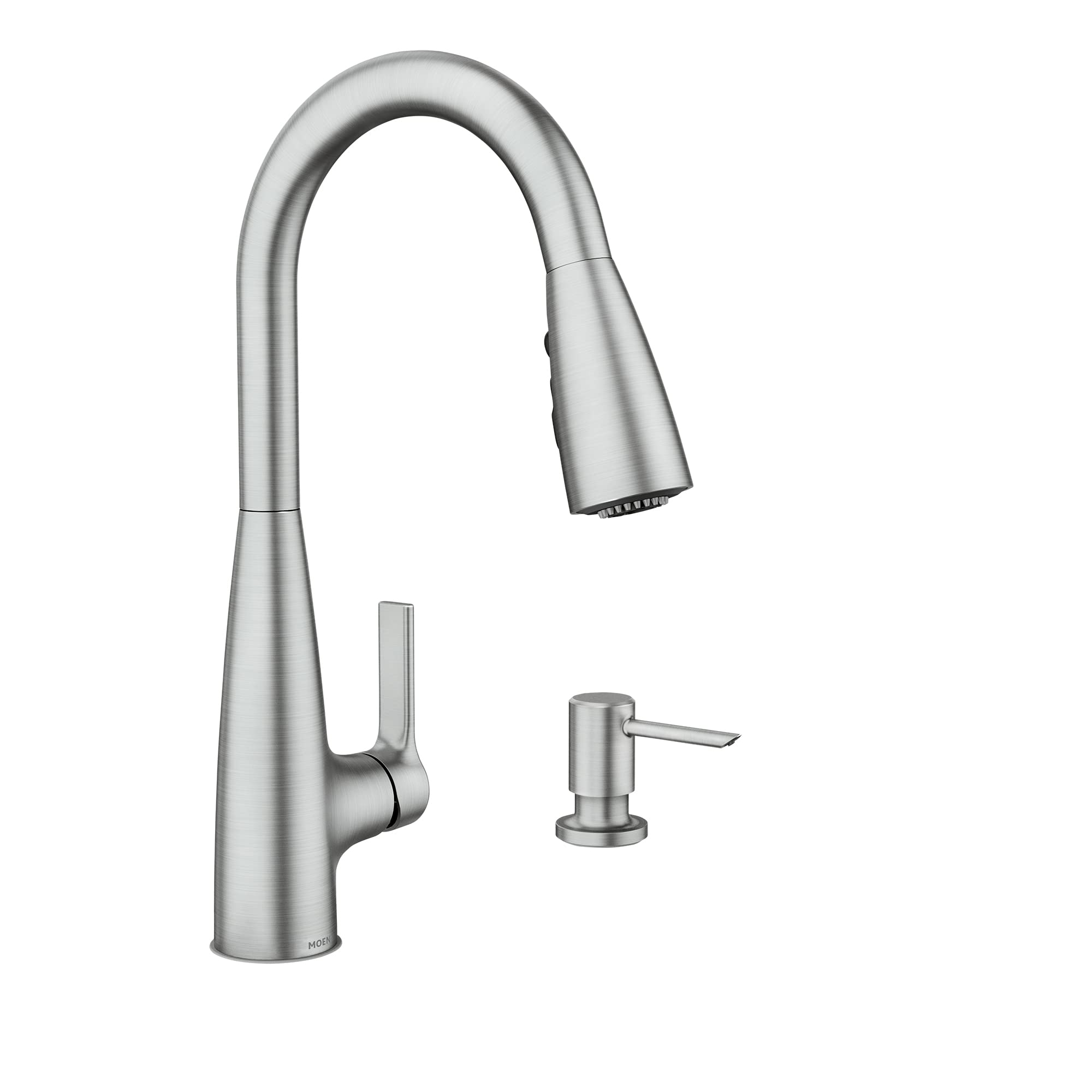 Moen Haelyn Spot Resist Stainless Steel Single-Handle Pull-Down Sprayer Kitchen Faucet with Power Boost Technology for Faster Cleaning | Includes Soap Dispenser | Model 87627SRS | Perfect for Modern Kitchens and Busy Households