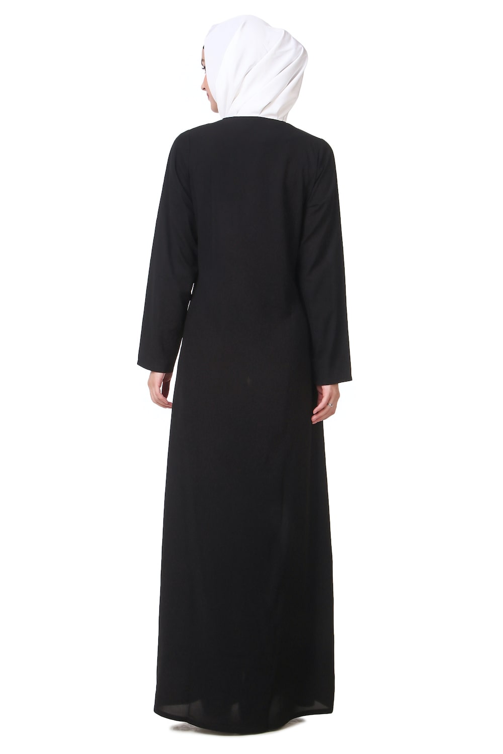 Elegant Black and White Contrast Panel Abaya - Modest Islamic Dress for Women - Perfect for Prayer, Mosque, and Special Occasions