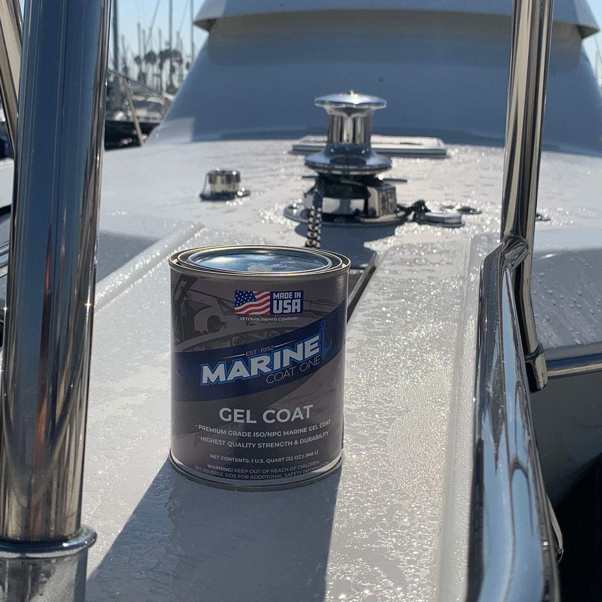 Premium Marine Gelcoat - MarineCoat One (Black, Wax-Free, 1 Gallon) | High-Gloss Boat Hull Repair & Protection for Fiberglass, Yachts & Marine Surfaces