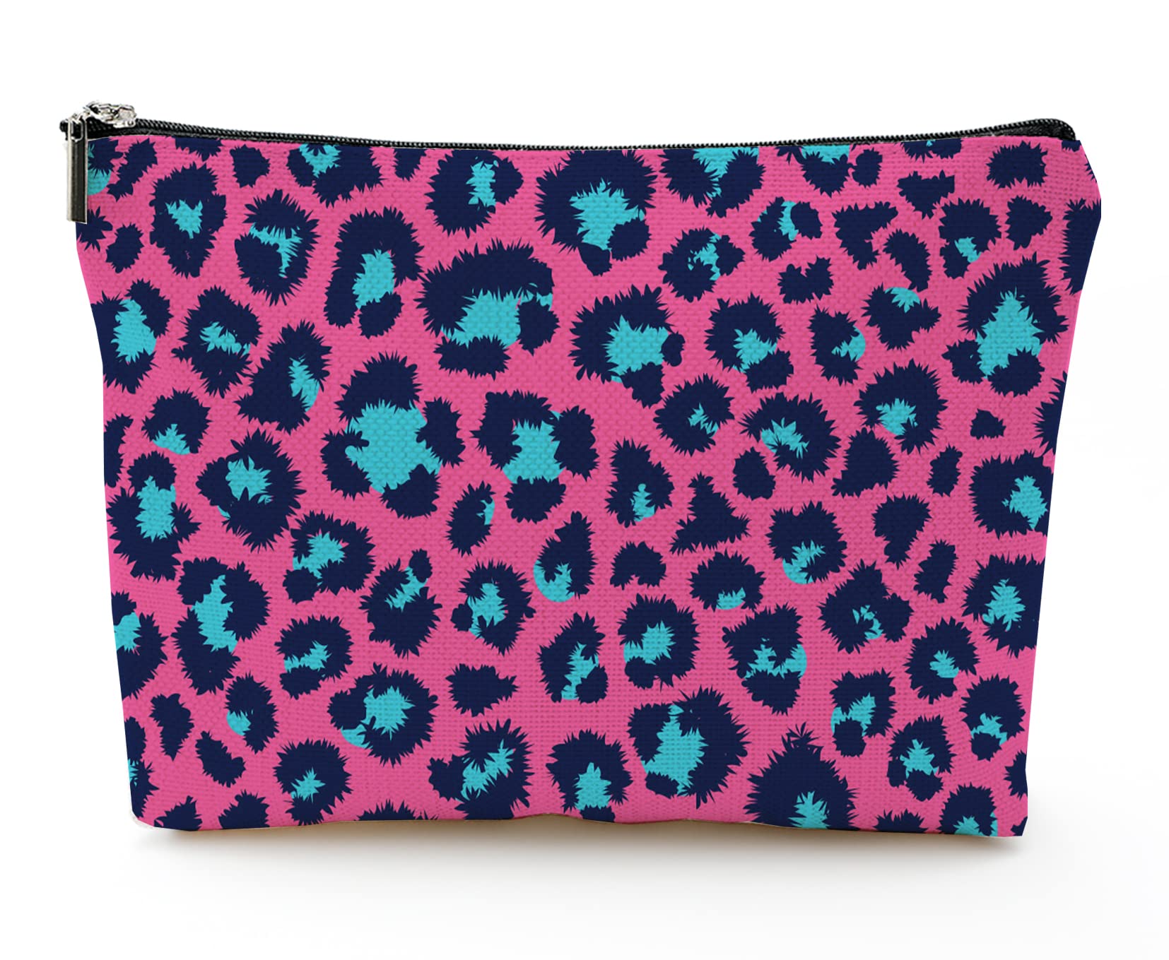 Large Makeup Bag for Women Travel - 7x10 Inch Cosmetic Organizer with Zipper, Toiletry Pouch (Purple Leopard Print) - Perfect for Travel, Gym, and Daily Essentials Storage