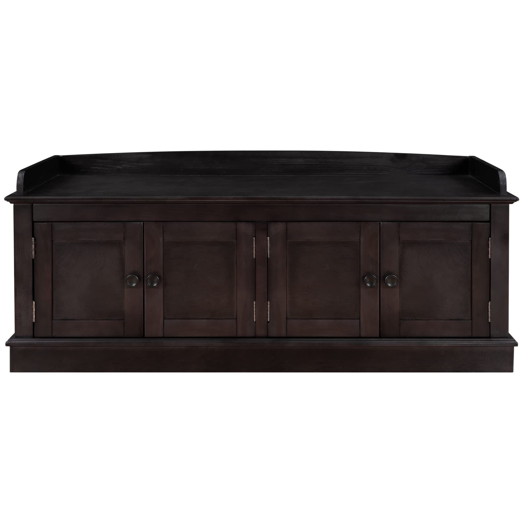Harper & Bright Designs Storage Bench with Removable Cushion, 4 Doors & Adjustable Shelves - Entryway Shoe Bench for Living Room, Hallway, Bedroom - Espresso Finish for Home Organization & Decor