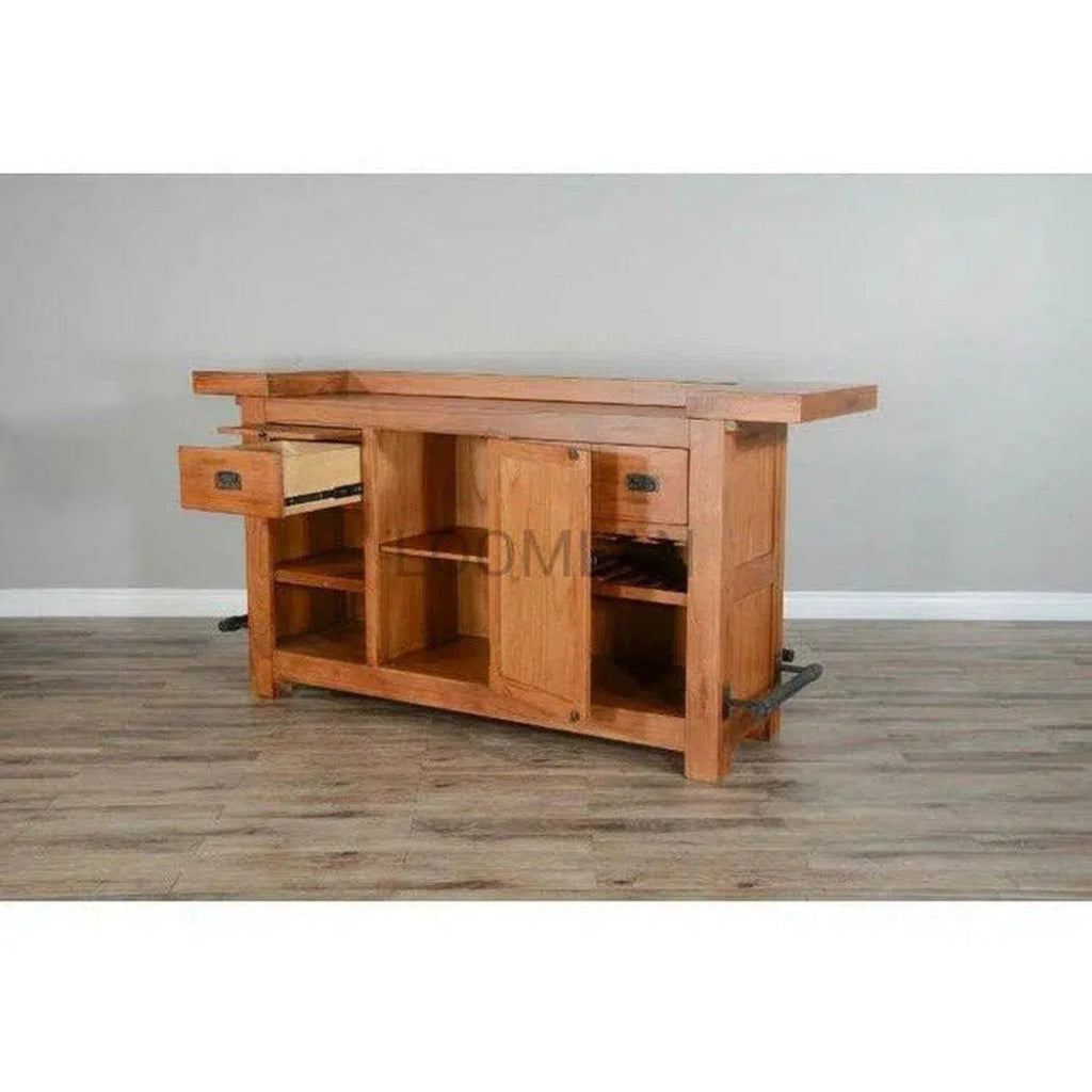 80-Inch Rustic Wood Game Room Bar Island with Storage - Perfect for Basement, Man Cave, or Entertainment Area