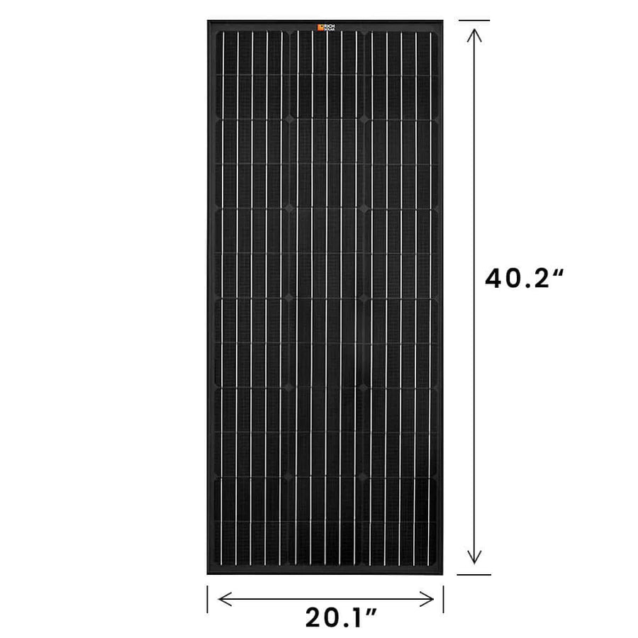 Rich Solar MEGA 100 Watt ONYX Black Monocrystalline Solar Panel - High Efficiency Portable Solar Panel for RV, Boat, Off-Grid & Emergency Power Use