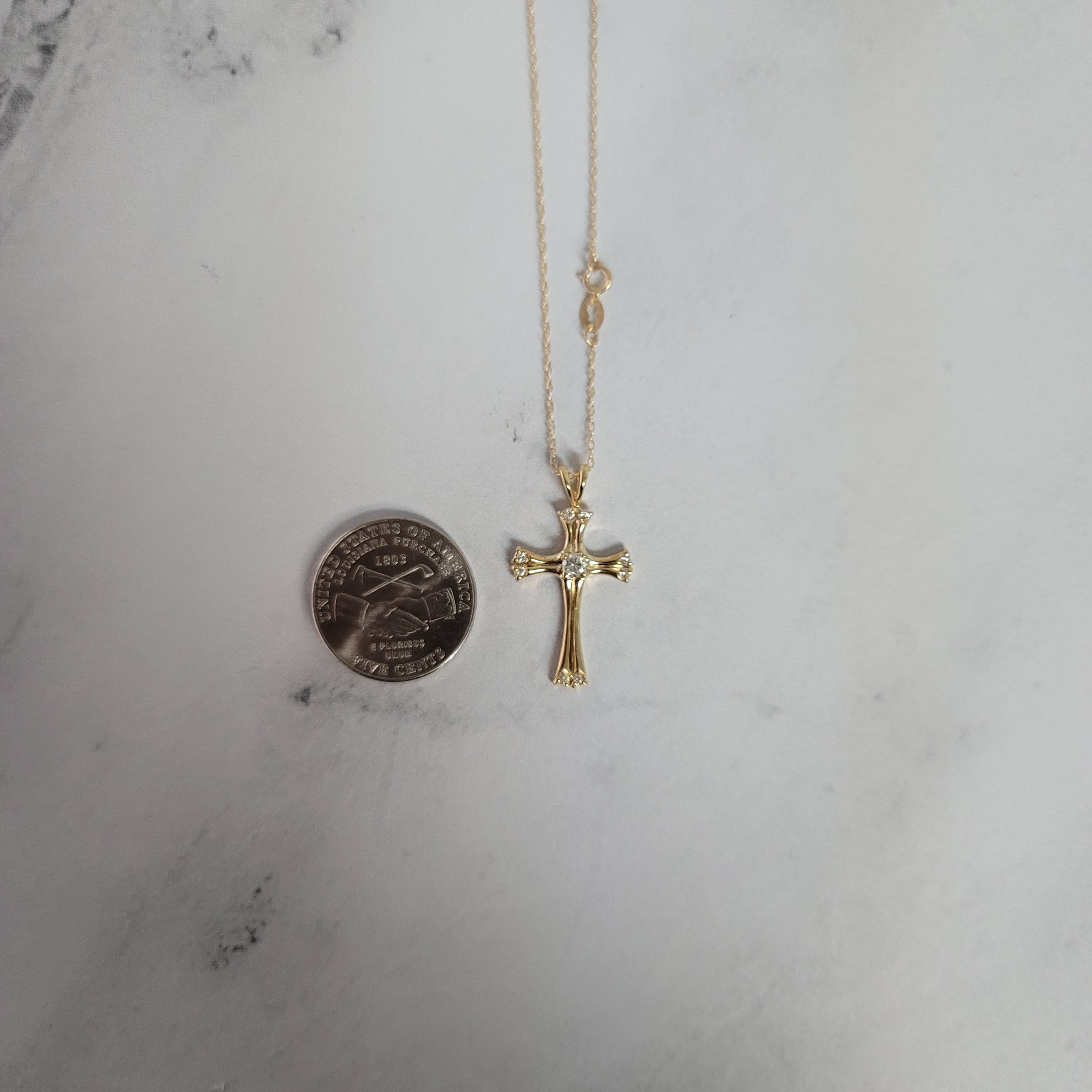 Celtic Irish Style Diamond Cross Pendant - 0.15cttw 14K Yellow Gold Jewelry for Women - Perfect for St. Patrick's Day, Weddings & Special Occasions