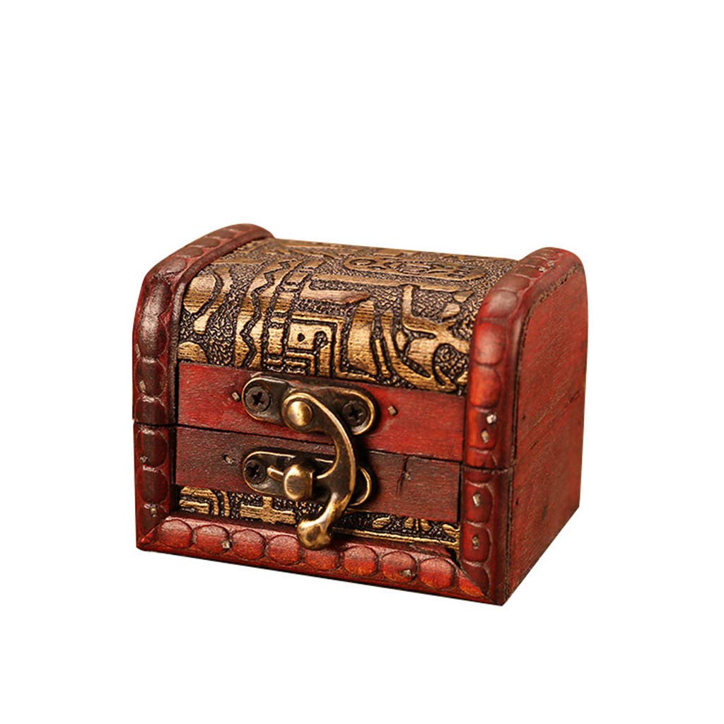Vintage Wooden Jewelry Box with Mini Metal Lock - Handmade Treasure Chest for Rings, Necklaces, Earrings & Pearls - Perfect for Gift Giving, Wedding Keepsakes & Jewelry Organization