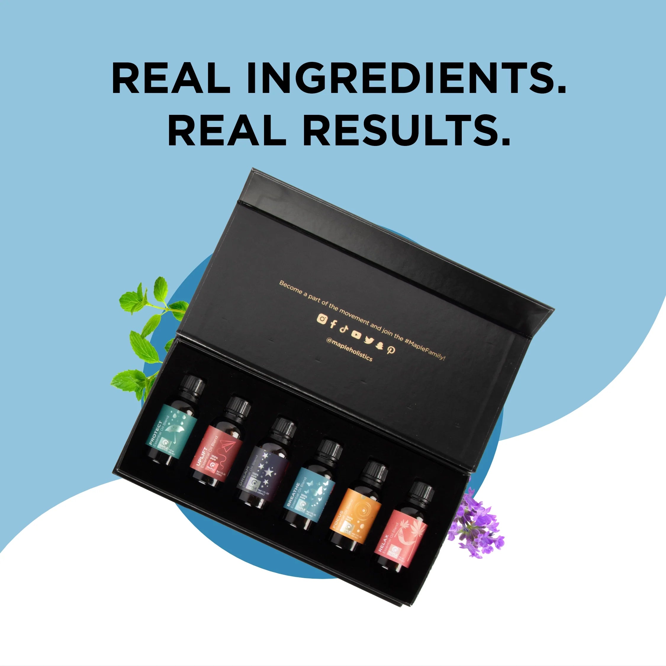 6-Piece Essential Oil Blends Set for Aromatherapy, Relaxation & Home Diffuser - Lavender, Peppermint, Eucalyptus, Tea Tree, Lemon & Orange Oils