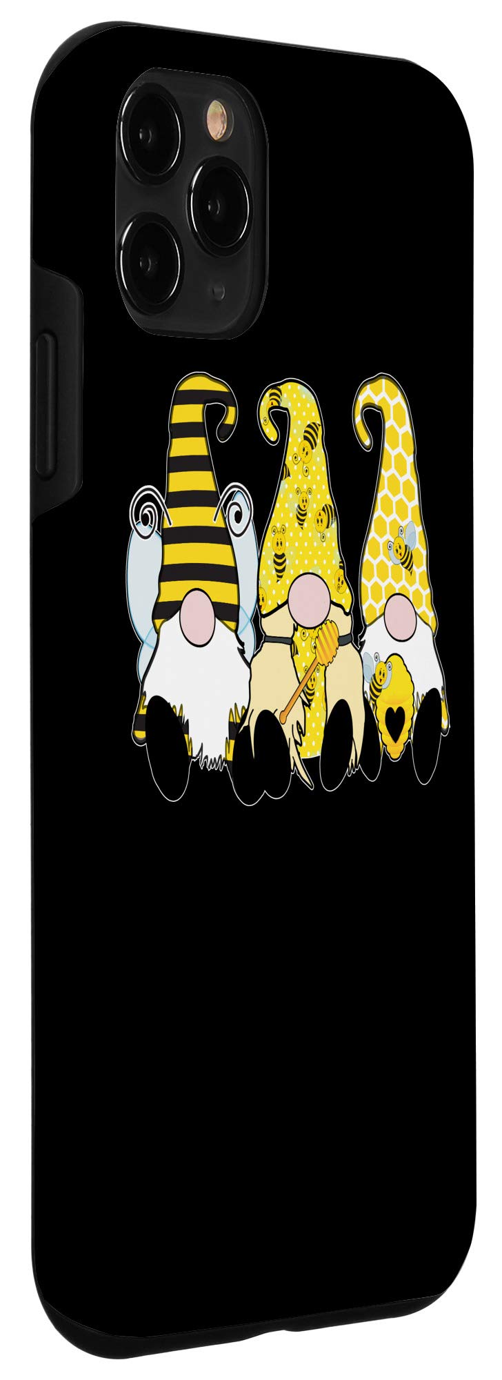 iPhone 11 Pro Case with 3 Adorable Bee Gnomes Design - Yellow Honey Bees & Hats - Perfect for Nature Lovers & Bee Enthusiasts