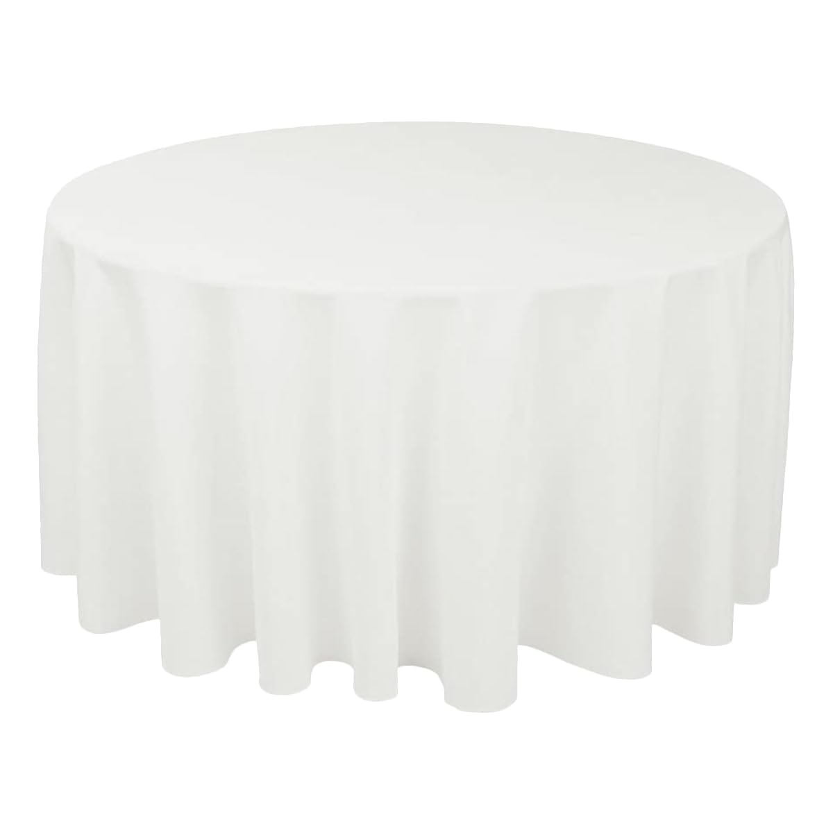 10-Piece 132-Inch Round Polyester Tablecloth Set - Machine Washable White Fabric for Wedding, Banquet & Restaurant Events - Elegant Party Linen Decor for Reception Tables