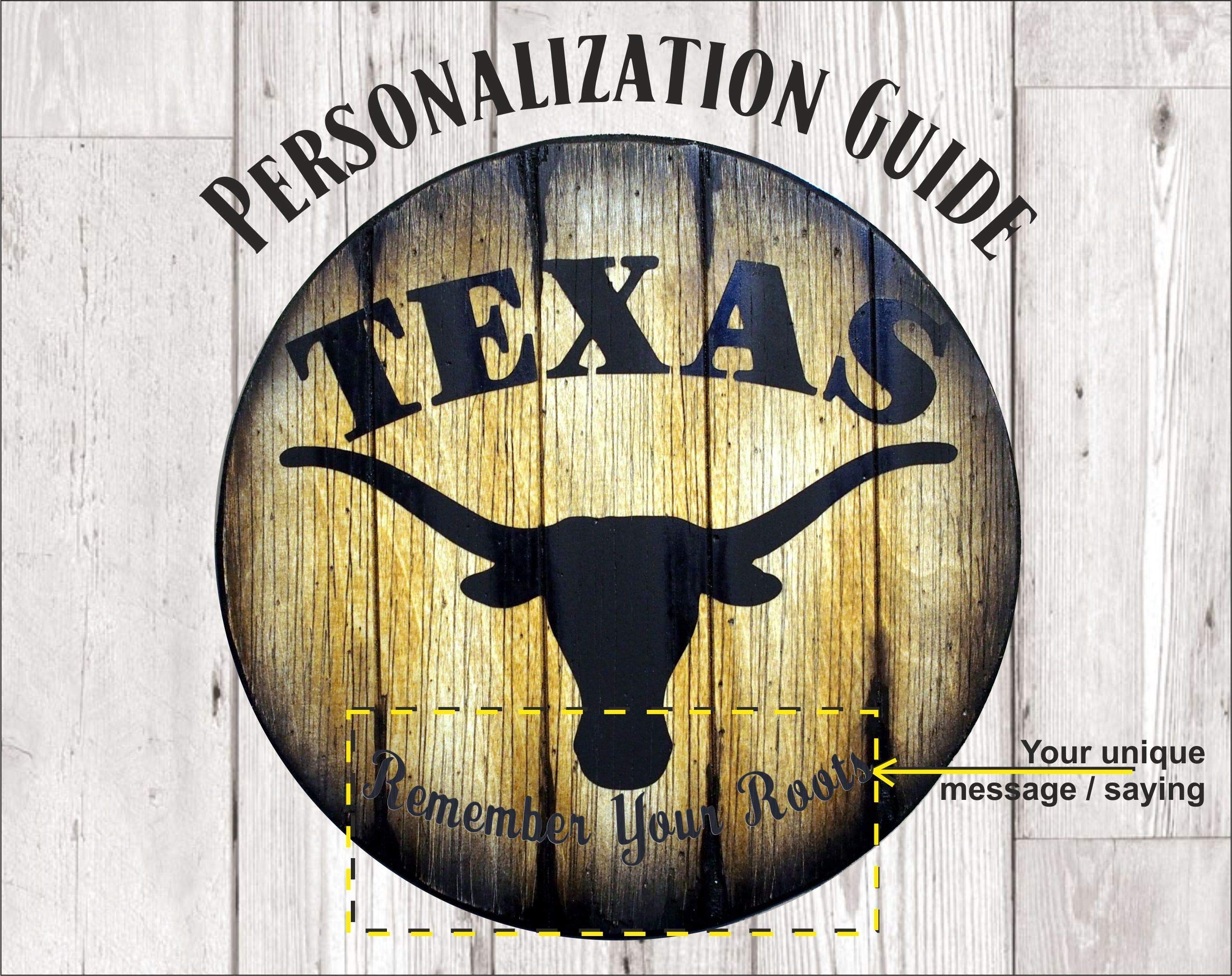 Personalized Texas Wall Sign - Rustic Whiskey Barrel Inspired Decor for Man Cave & Home Bar - Perfect for Western Themed Rooms & Cowboy Gifts