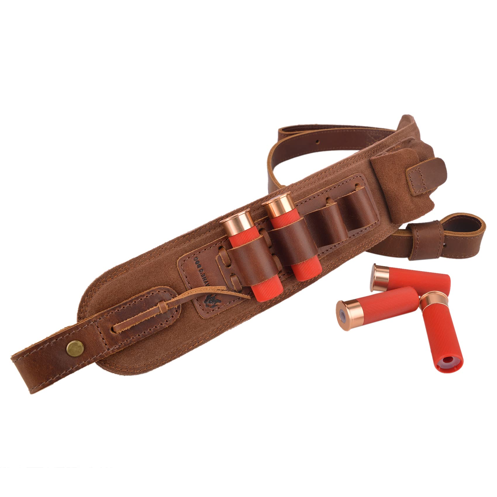 12 Gauge Leather Canvas Shotgun Shell Holder - 8 Round Gun Cartridge Sling for Hunting, Shooting & Outdoor Sports - Durable Ammo Pouch for Shotguns & Firearms Accessories