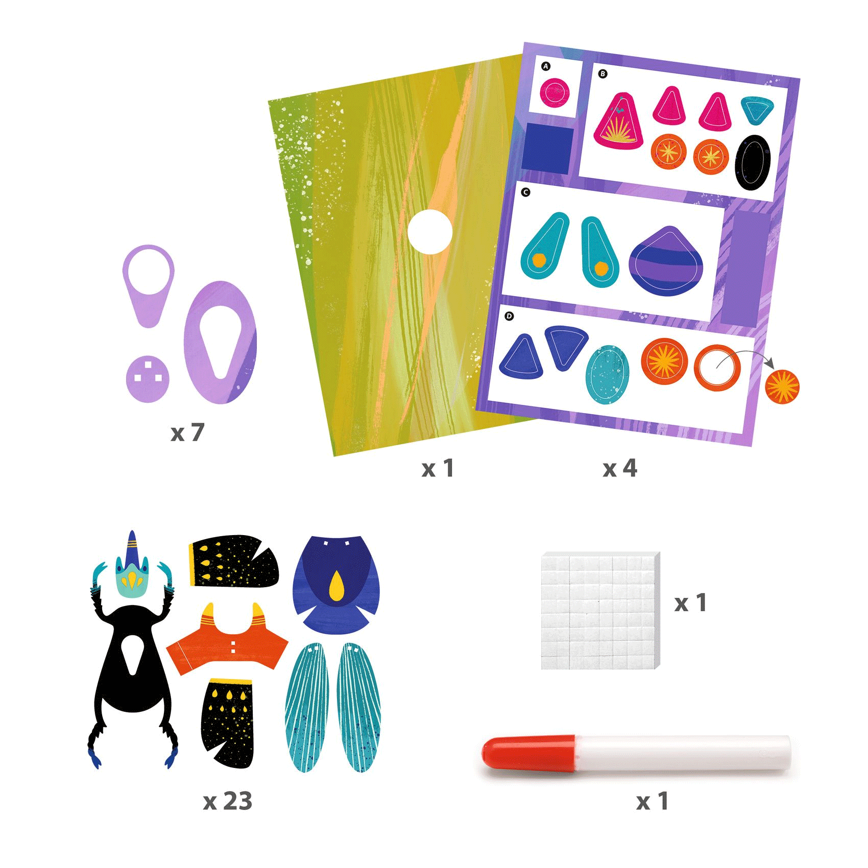 Djeco Paper Bugs Art Set - Creative DIY Craft Kit for Kids, Fun Insect-Themed Activity for Home & Classroom Use