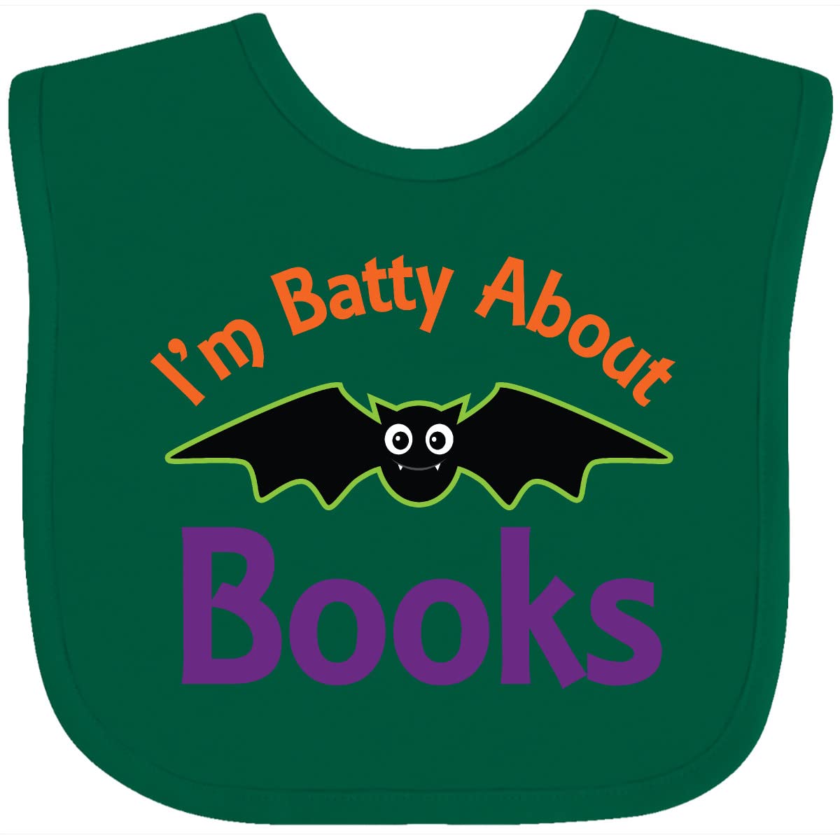 Inktastic Batty About Books Baby Bib - Cute Bat Design for Babies & Toddlers - Perfect for Feeding, Mealtime & Book Lovers - Soft Cotton Bib with Fun Book-Themed Print