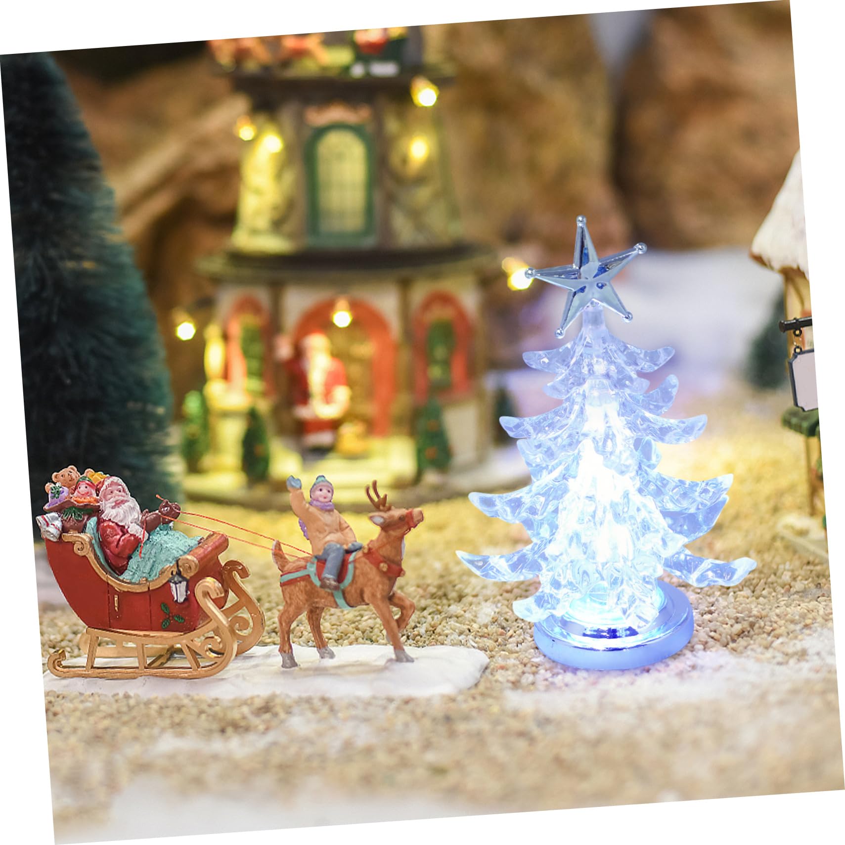 STOBAZA 8-Pack Mini Christmas Tree LED Night Lights - Acrylic Table Lamp for Desk, Bedroom, Holiday Decor - Perfect for Xmas, Parties, Gifts & Home Ambiance