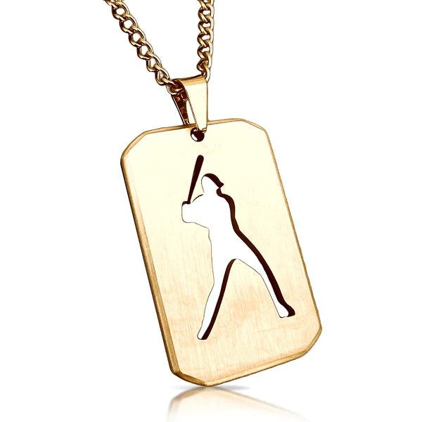 14K Gold Plated Baseball Cut Out Pendant Necklace for Men & Women - Stainless Steel Chain - Perfect Gift for Baseball Fans & Sports Lovers