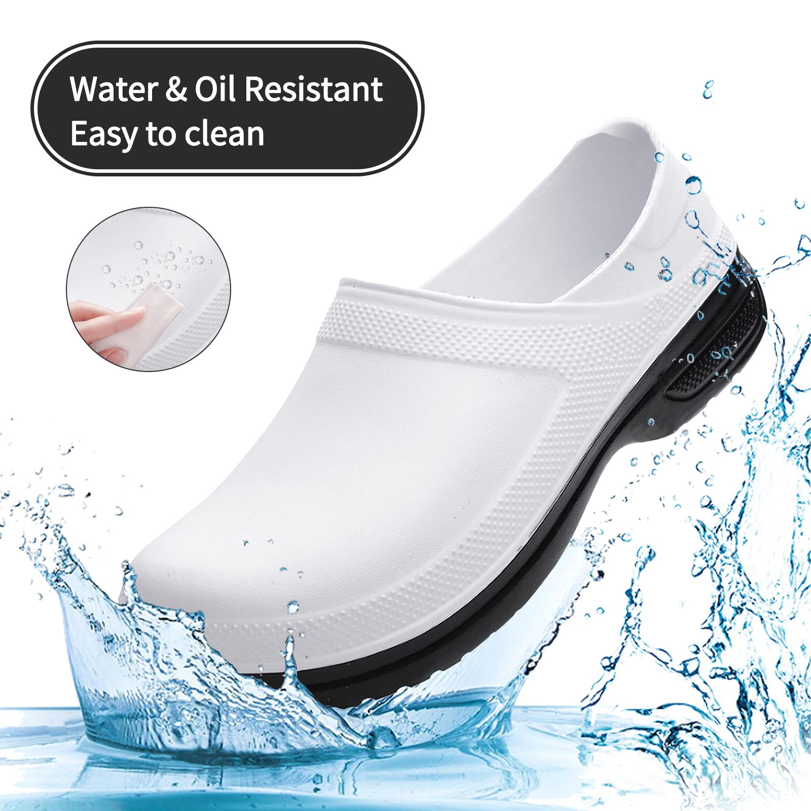 Mnplciea Professional Chef Shoes for Men - Oil Resistant Waterproof Safety Work Shoes with Non-Slip Sole - Ideal for Nurses, Gardeners & Kitchen Staff - Perfect for Indoor & Outdoor Use in Restaurants, Hospitals & Landscaping