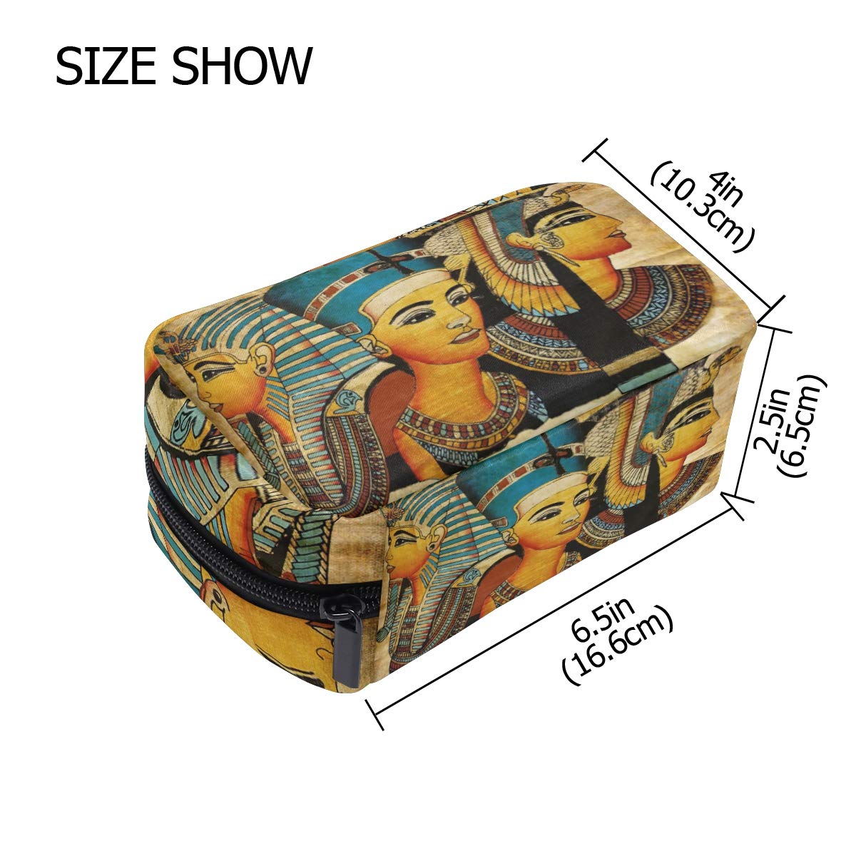 ALAZA Ancient Egyptian Culture Makeup Pouch - Portable Cosmetic Bag Organizer with Large Capacity for Women & Girls | Perfect for Travel, Daily Use & Gift Giving