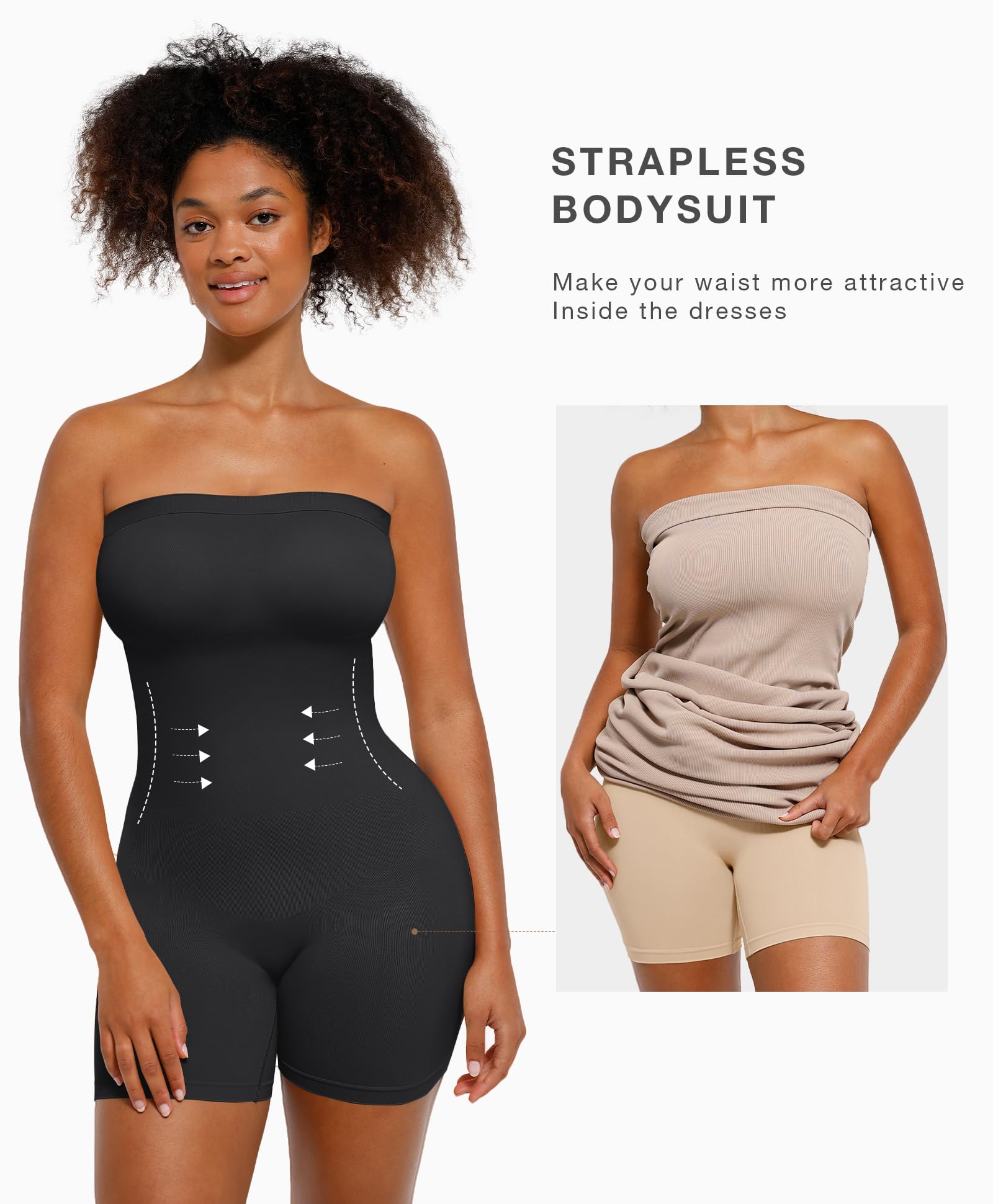 Best Strapless Shapewear Bodysuit for Women - Tummy Control & Seamless Butt Lifter - Adjustable Removable Straps - Perfect for Wedding, Evening Dresses & Body Shaping