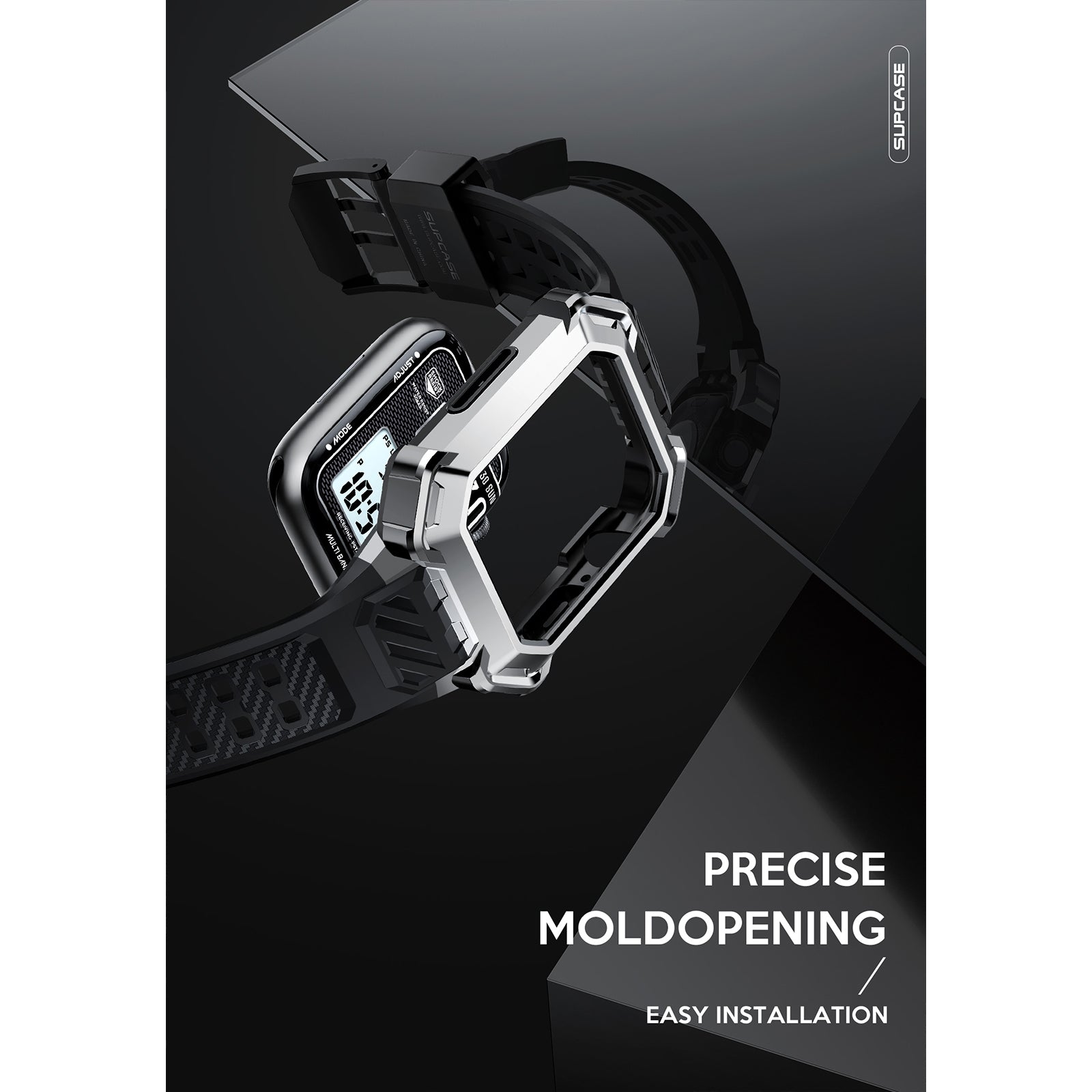 Apple Watch Unicorn Beetle PRO XT Rugged Metal Band Case for 44mm/45mm Series - Silver | Heavy Duty Protection for Outdoor, Sports & Daily Use