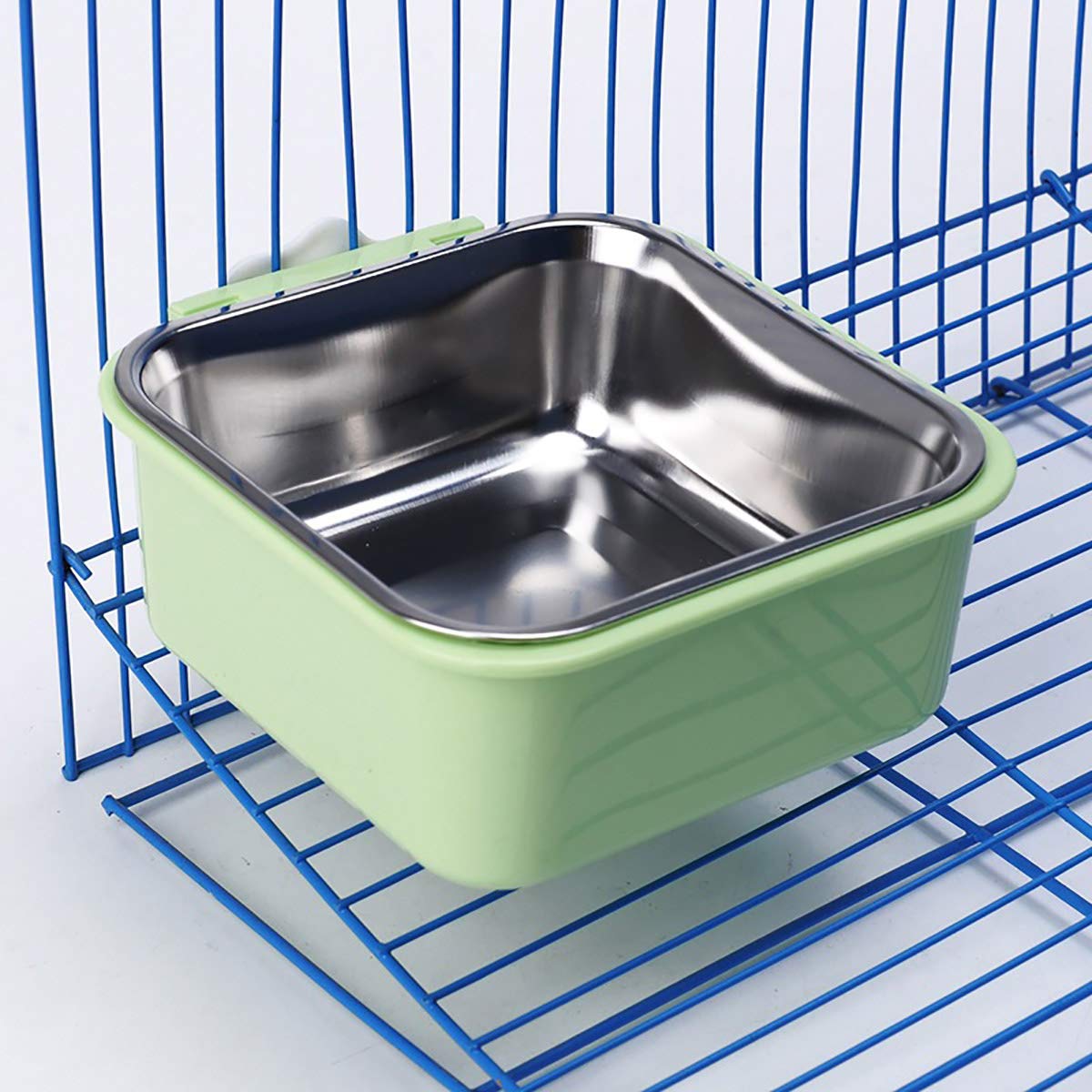 Luck Dawn Stainless Steel Removable Hanging Pet Bowl - Crate Food & Water Dish for Dogs, Cats, Rabbits, Birds & Small Animals - Secure Bolt Holder - Small (2-Pack) - Perfect for Travel, Crate Training & Cage Feeding