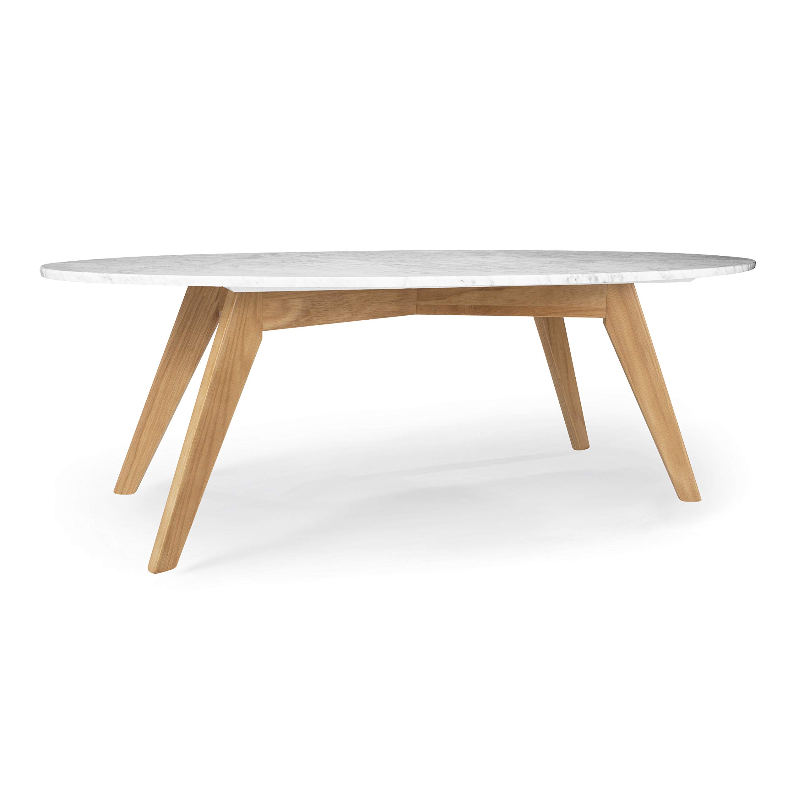 POLY & BARK Riley Marble Oval Coffee Table - Natural Stone Living Room Centerpiece for Modern Home Decor
